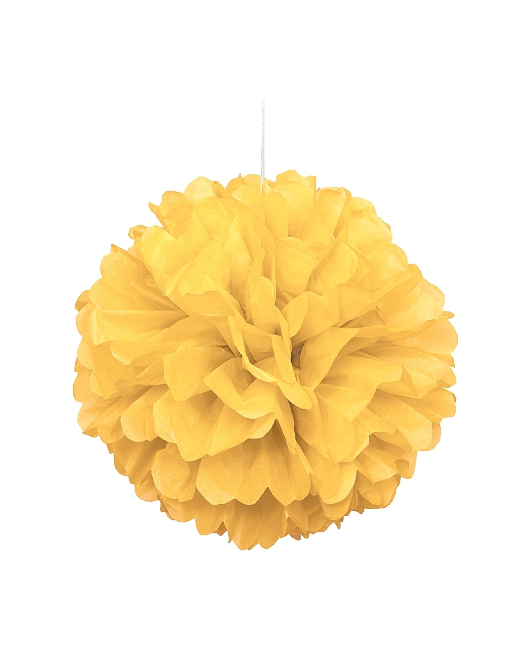 1 Unique 20cm Tissue Paper Puff Ball - One Size - Yellow, 1 of 2
