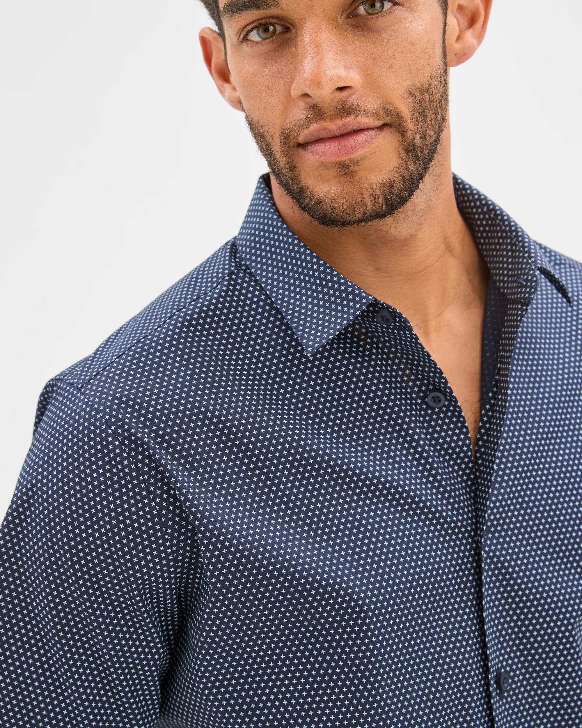 3 Australian Cotton Short Sleeve Shirt - Preview GEO NAVY, 3 of 5