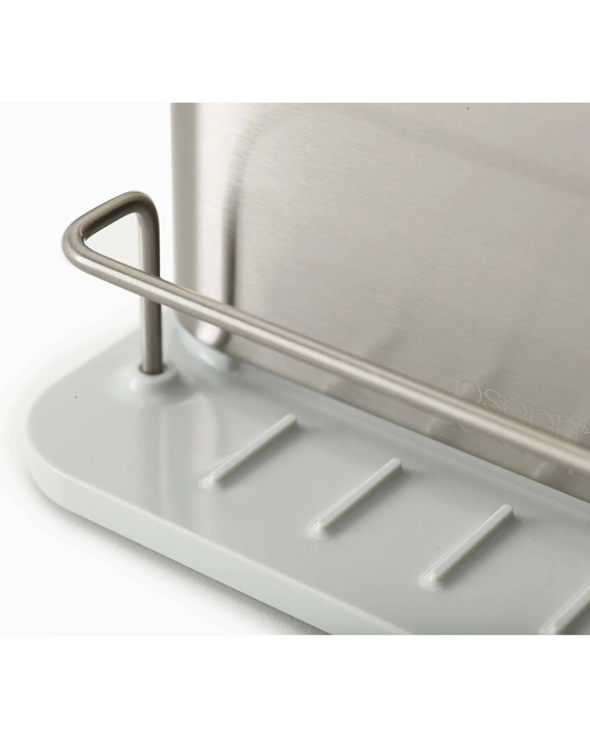 5 Joseph Joseph Surface Stainless Steel Sink Tidy Organiser Sloped Base Non-Slip Light Stone - Silver, 5 of 6