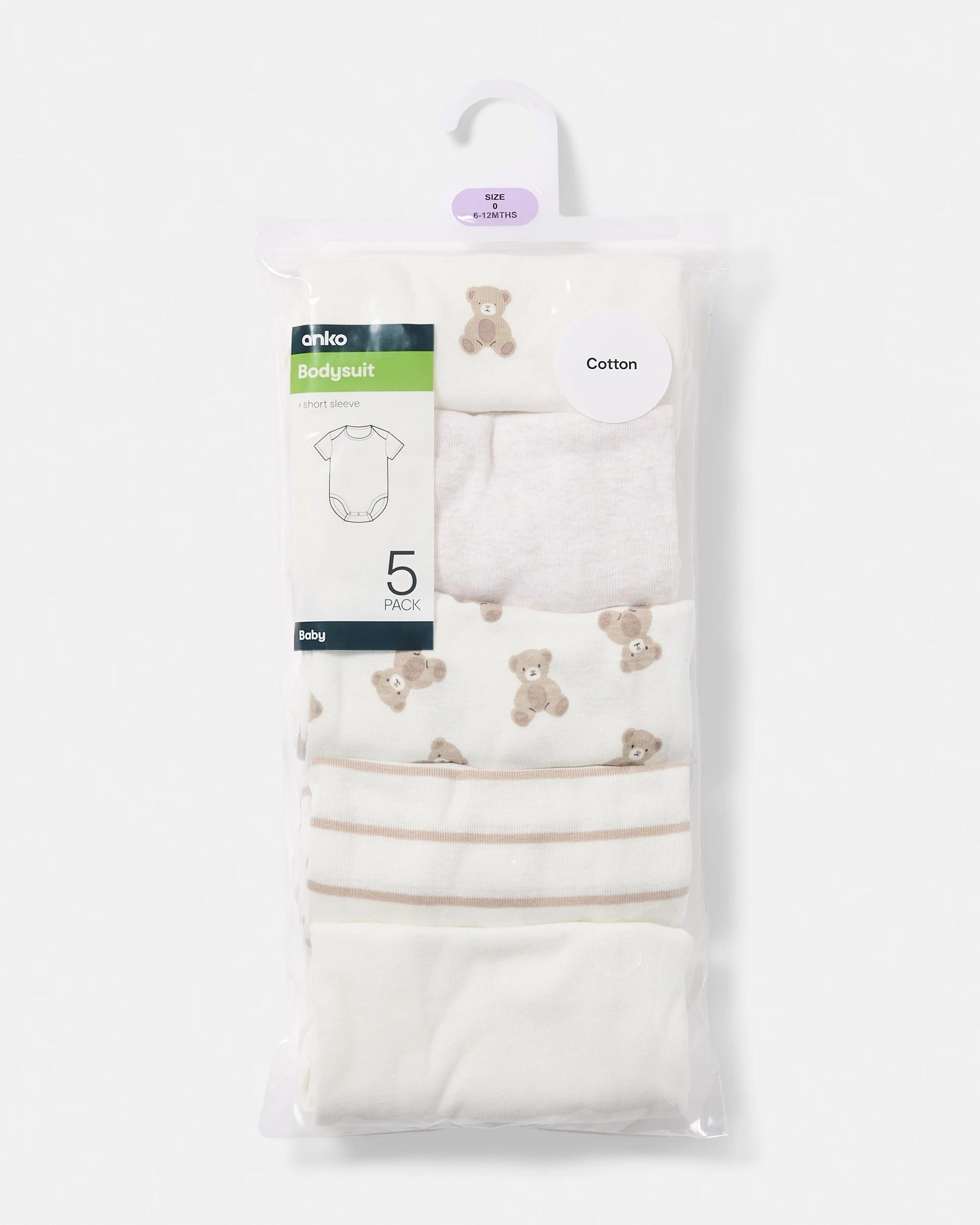 10 5 Pack Short Sleeve Bodysuits Bear, 10 of 10