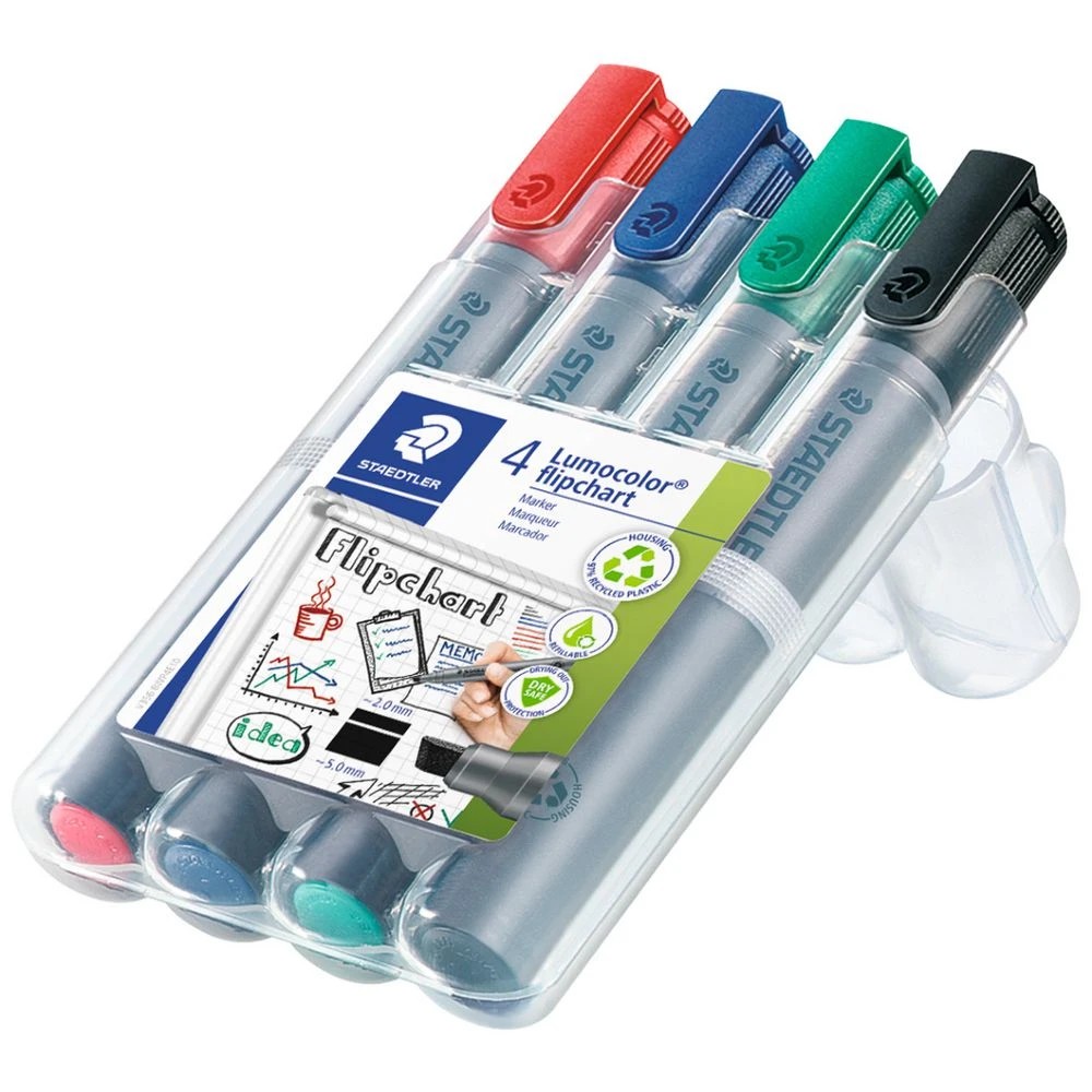 2 Staedtler Flipchart Marker Chisel Assorted 4 Pack, 2 of 7