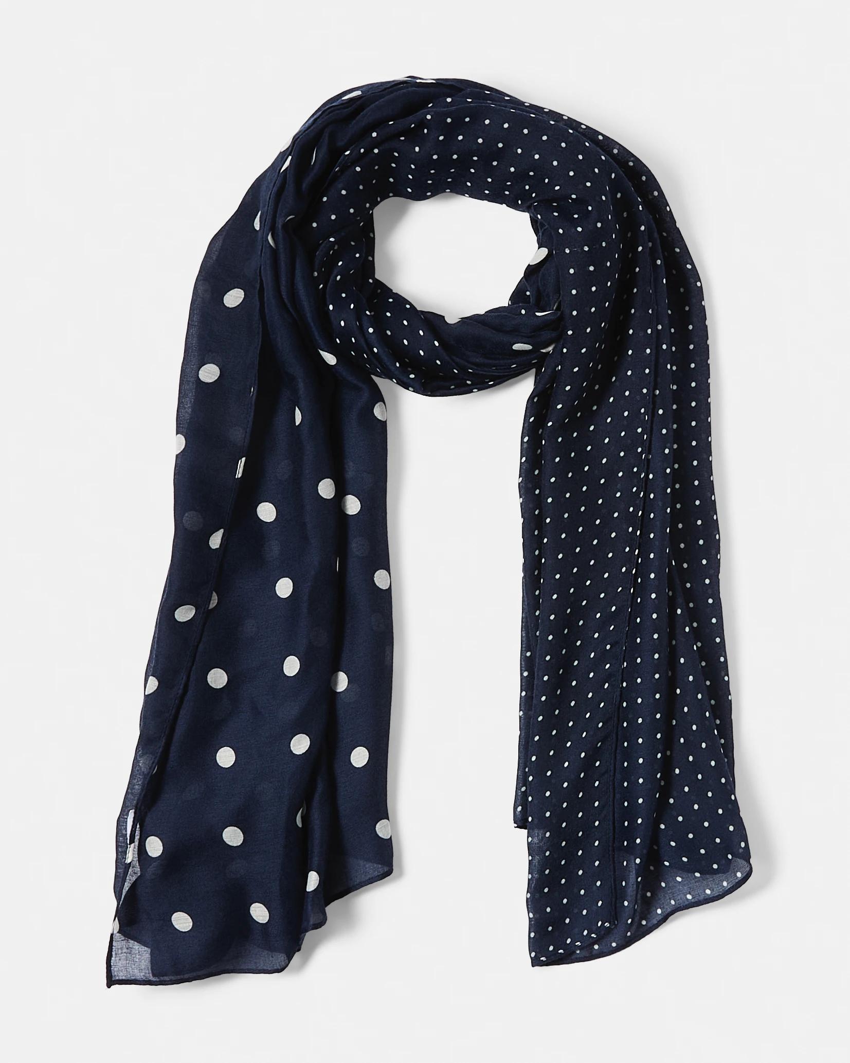 1 Large Lightweight Scarf Navy Spots, 1 of 3