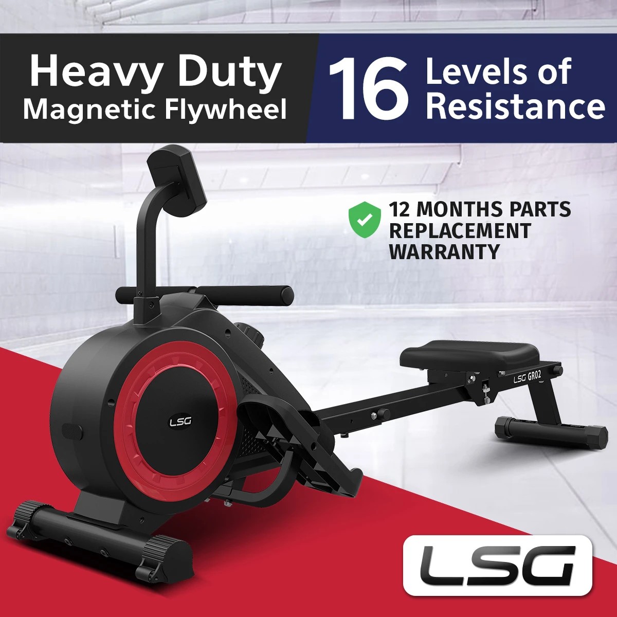 2 LSG Fitness GR-02 Magnetic Rowing Machine - Black, 2 of 8