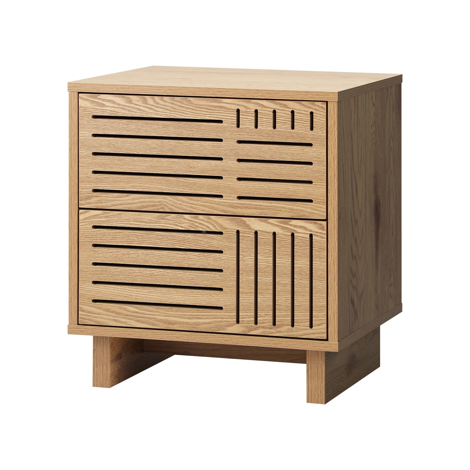 1 Oikiture Bedside Table 2 Drawers Side Tables Nightstand Storage Cabinet - Natural, 1 of 7
