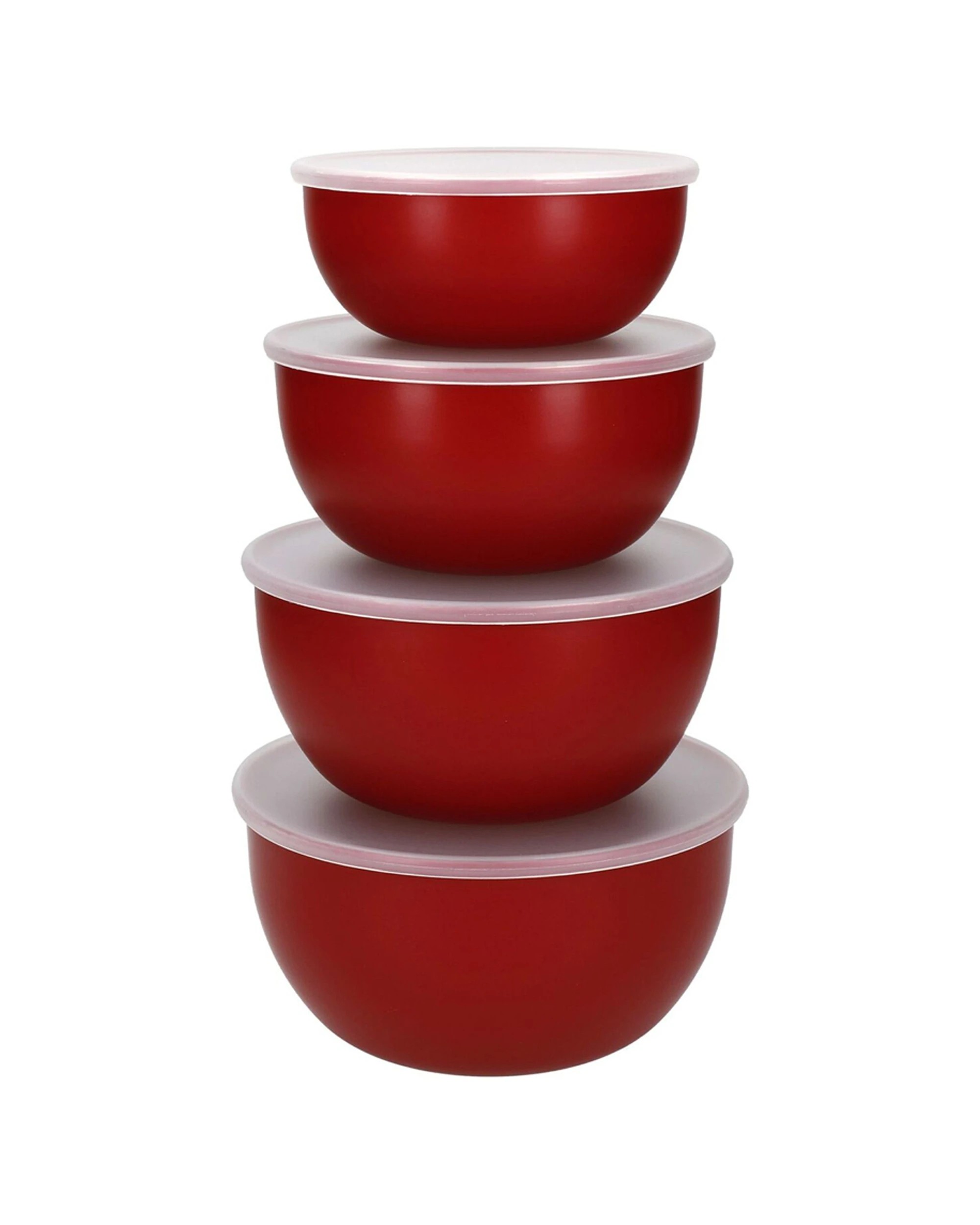 2 KitchenAid 2x 4pc Plastic Mixing Prep Bowls With Lids Cooking Kitchen Tool - Red, 2 of 4