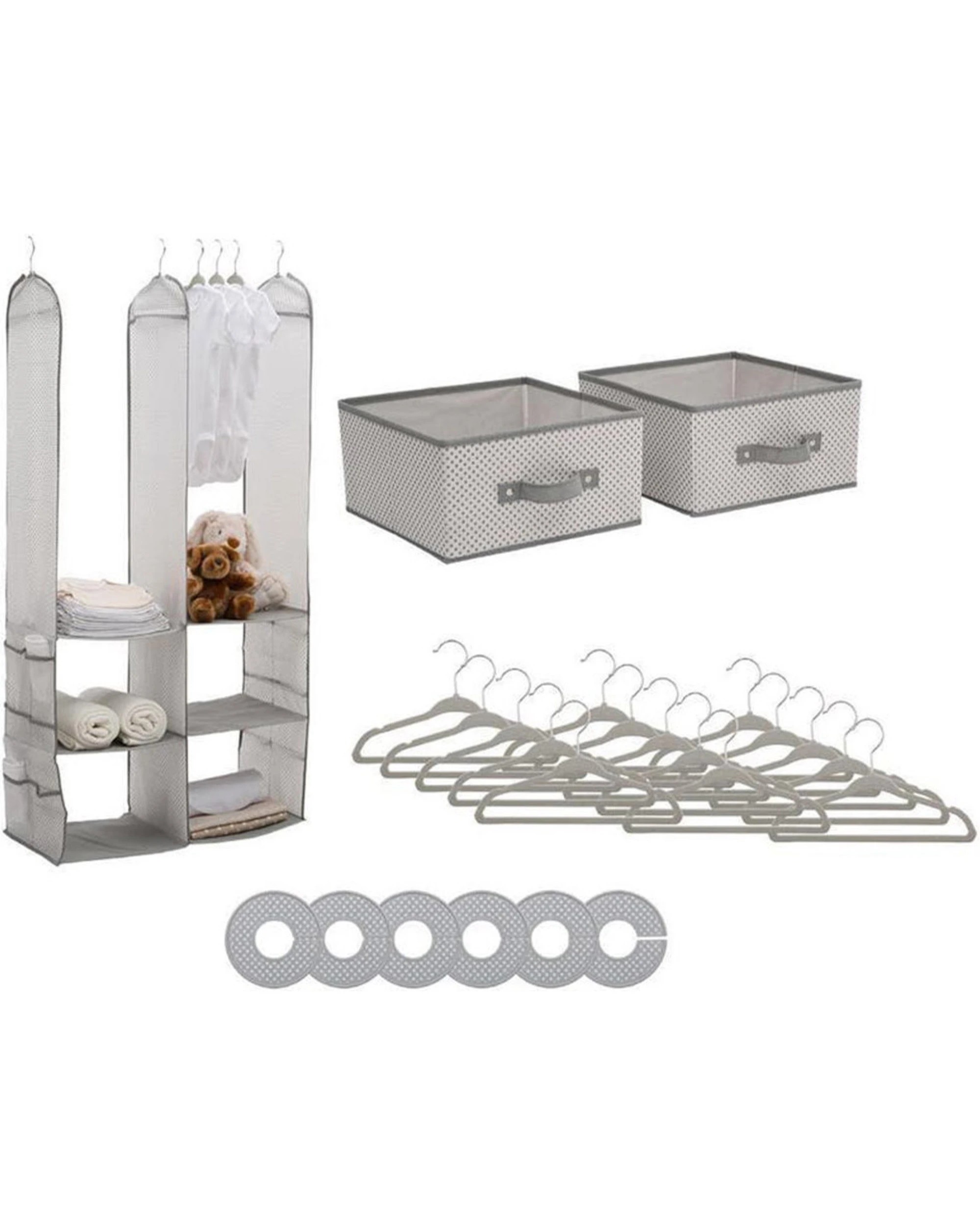 1 Delta Children 24 Piece Nursery Storage Set in Cool Grey - Grey, 1 of 3