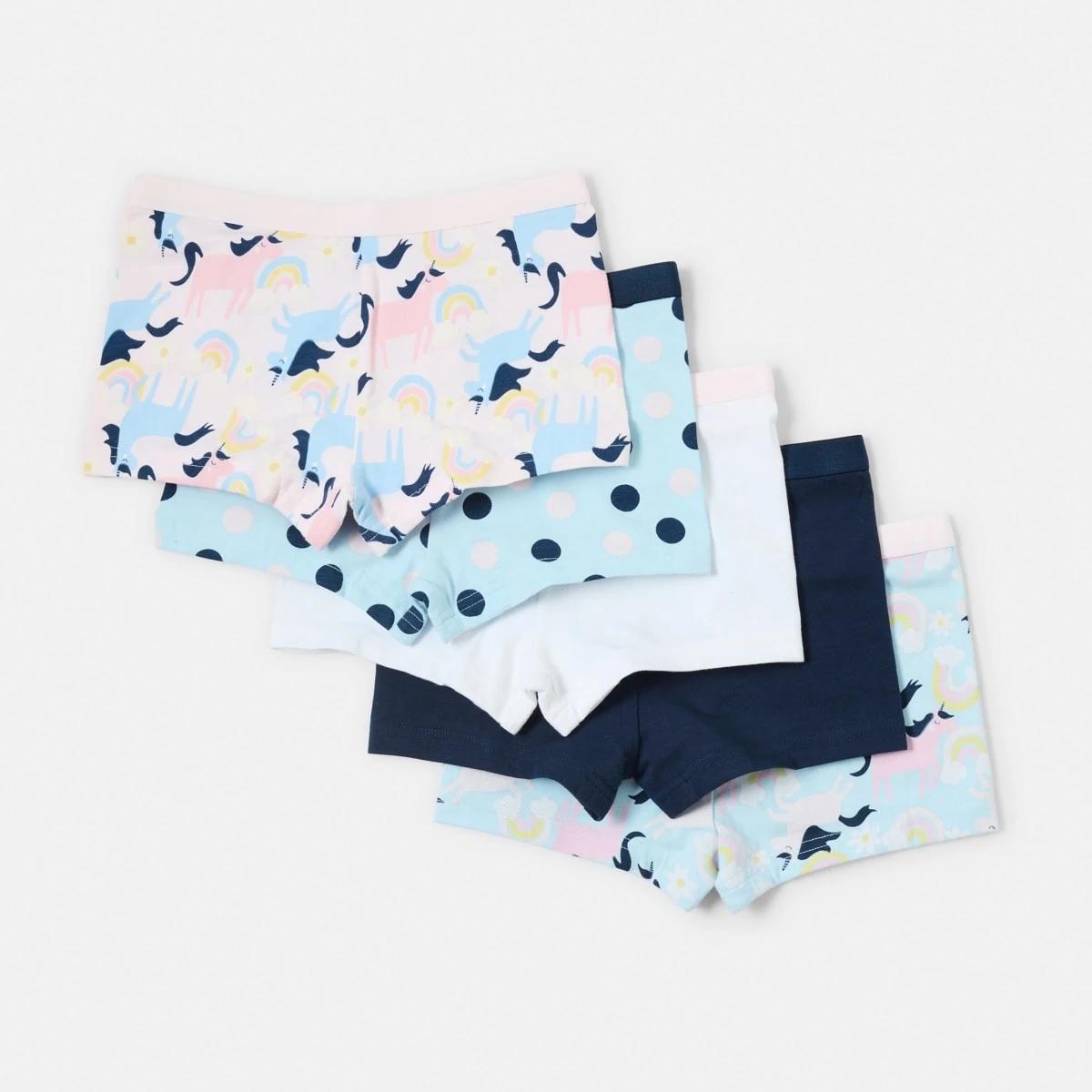 2 5 Pack Print Shorties Blue Uni, 2 of 8