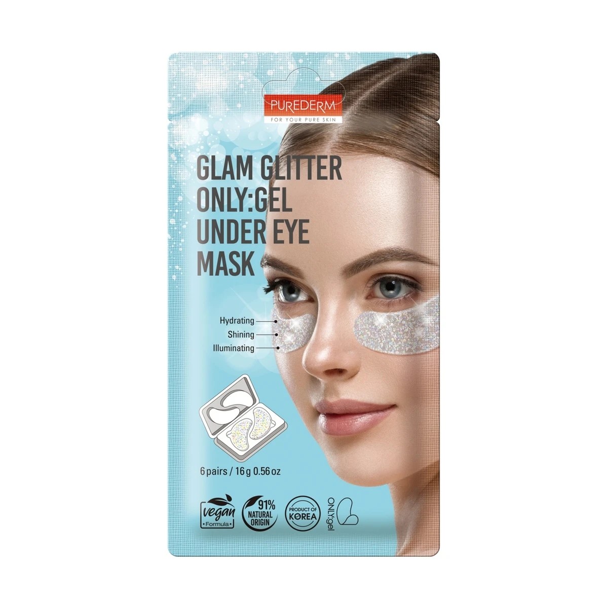 1 Purederm Glam Glitter ONLY: Gel Under Eye Mask 16g - Triple Hyaluronic Acid, Jewelry Complex and Coconut, 1 of 2