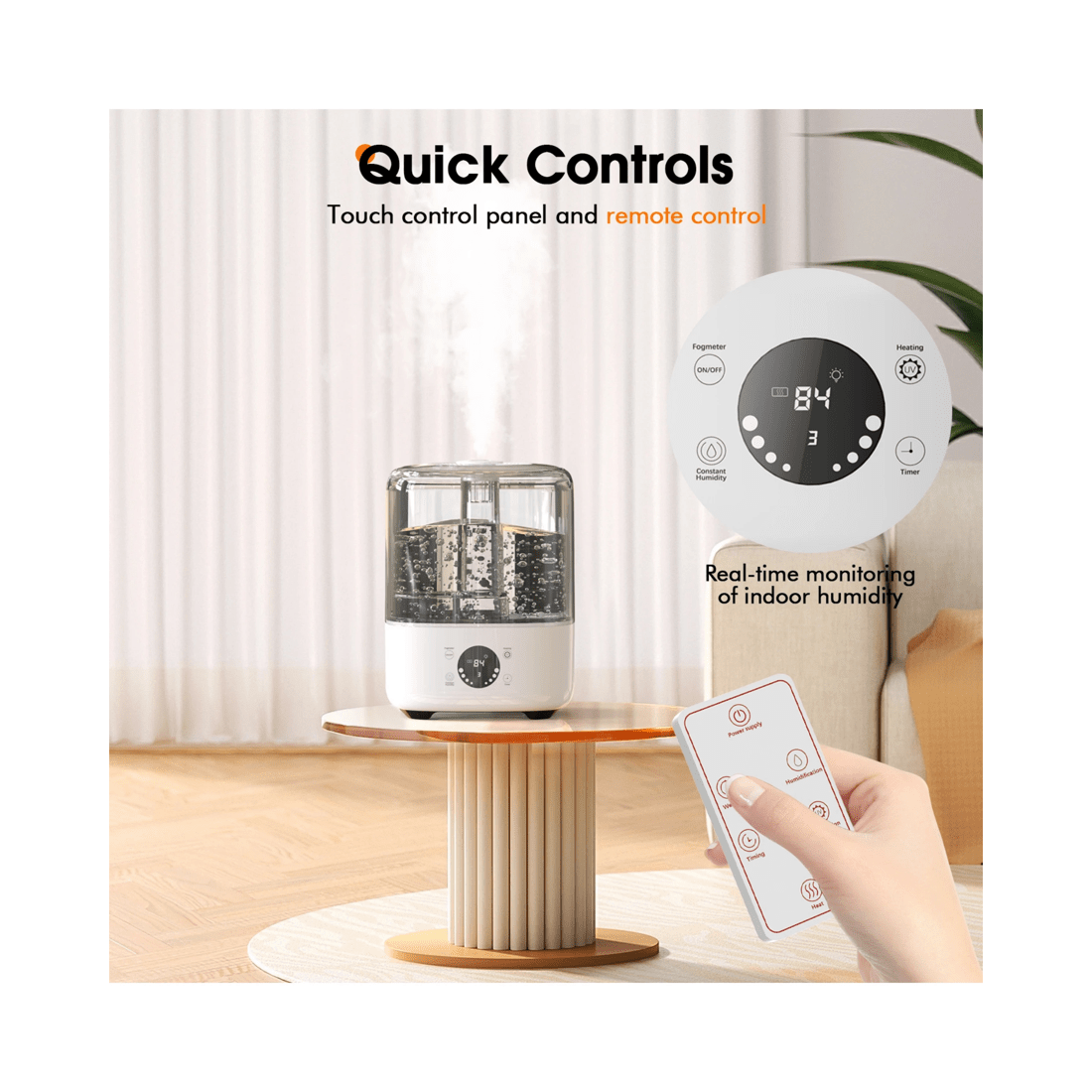 2 Advwin 5l Air Humidifier & Diffuser With Adjustable Humidity Control For Baby, Plants, Bedroom Large Room, 2 of 7