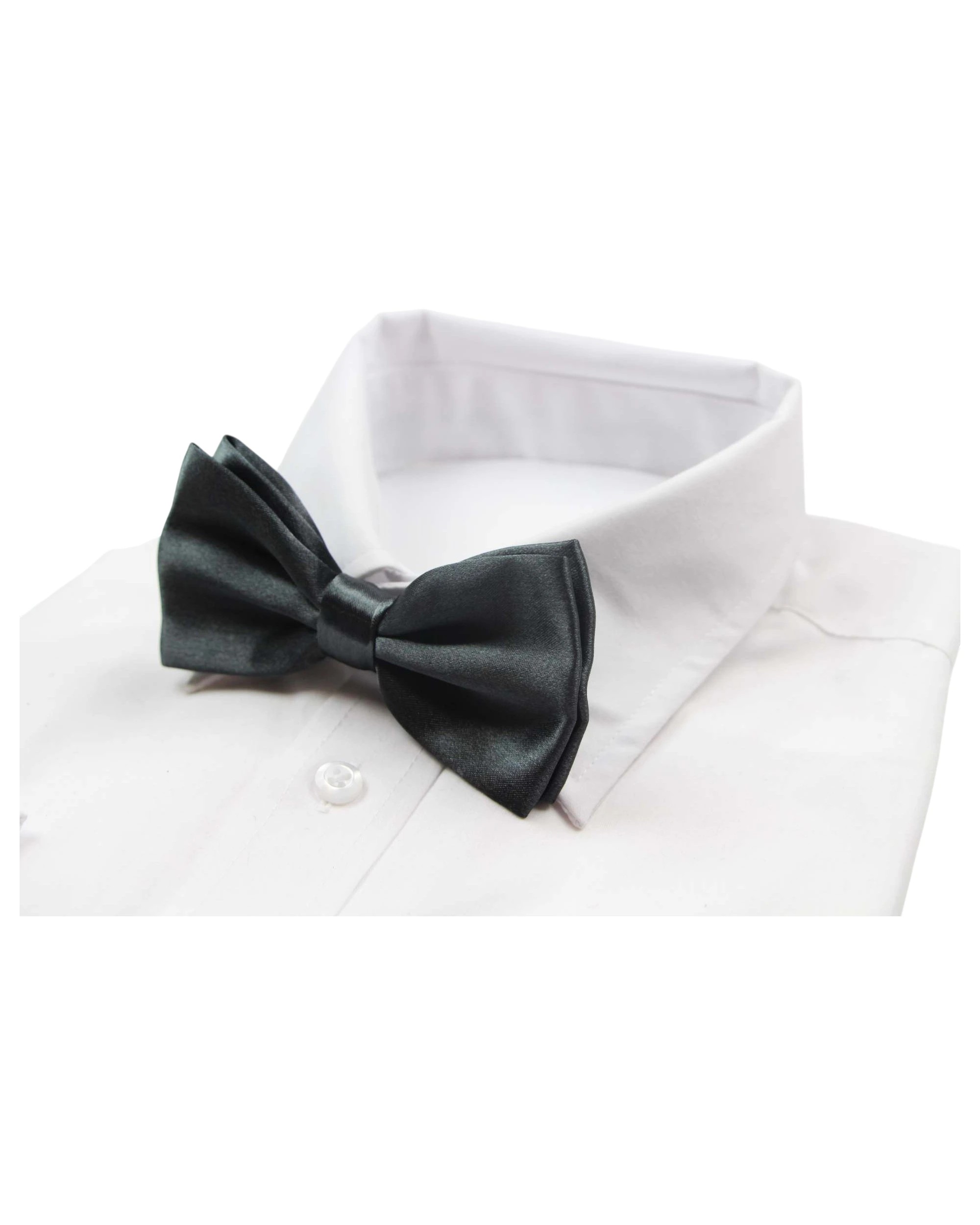 1 Zasel Mens Charcoal Solid Plain Colour Bow Tie - Grey, 1 of 5