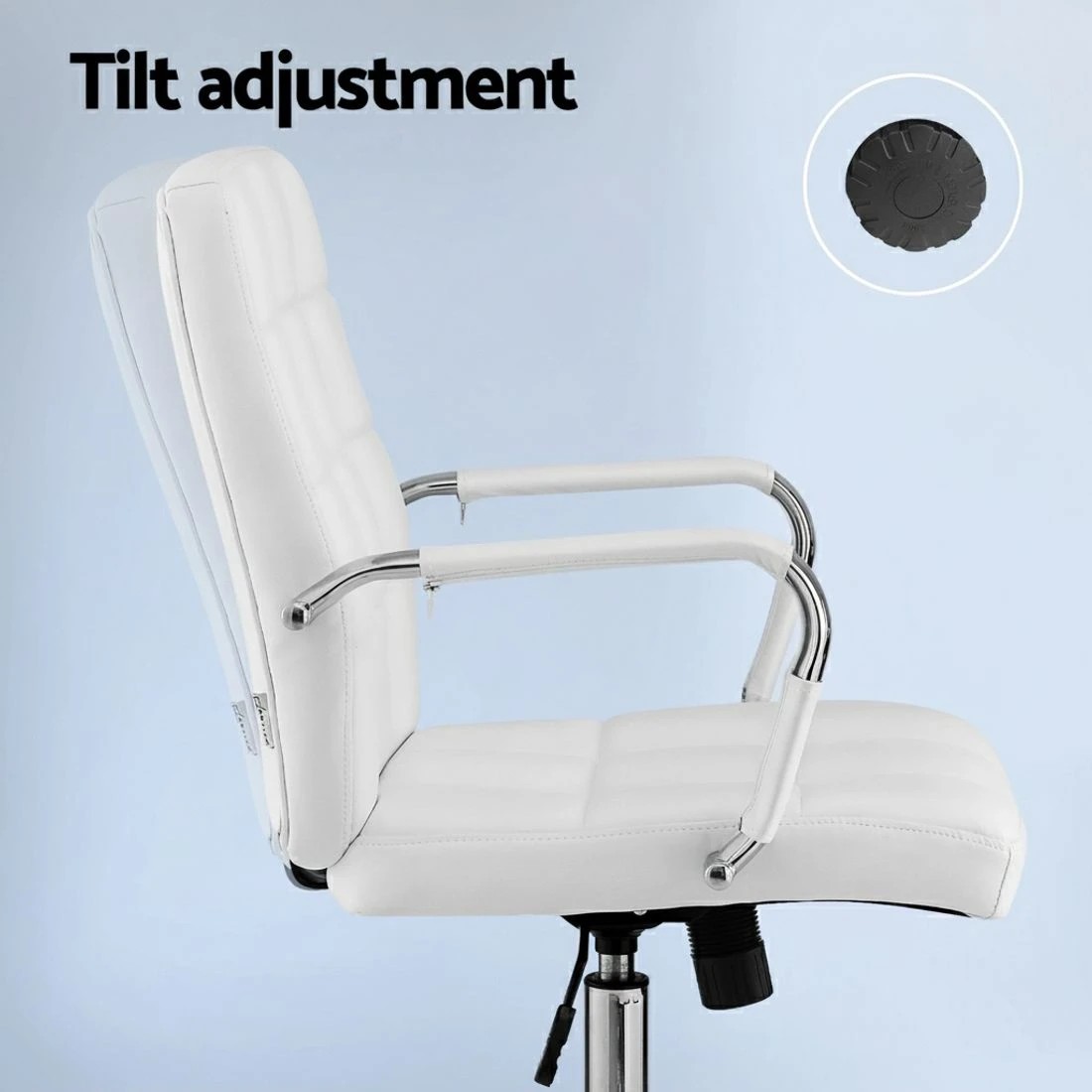 4 Artiss Office Chair Seat PU Work Computer Desk Chairs - White, 4 of 5