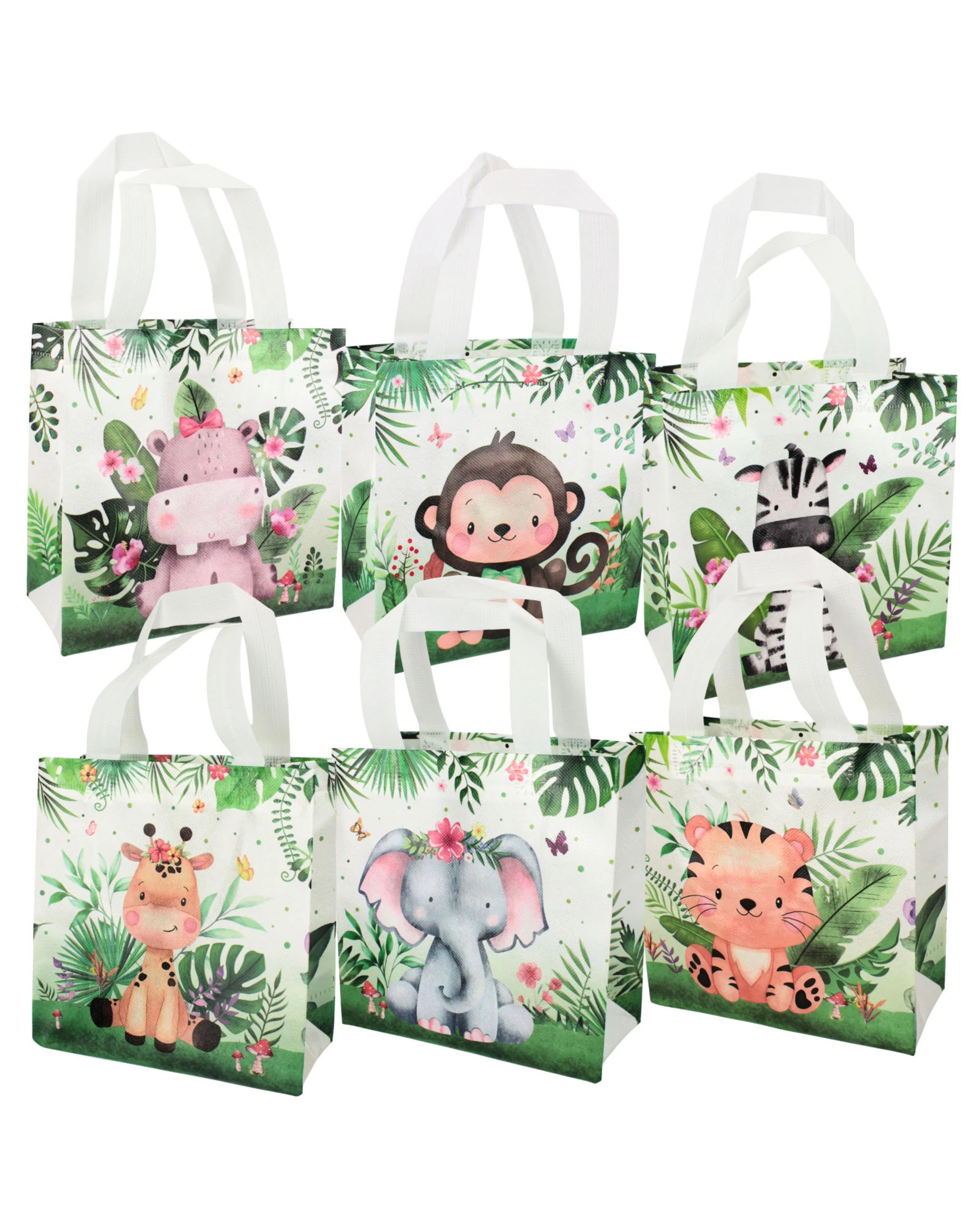 1 Party Maker Jungle Animals Party Tote Bags Pack of 12 - Multi, 1 of 3