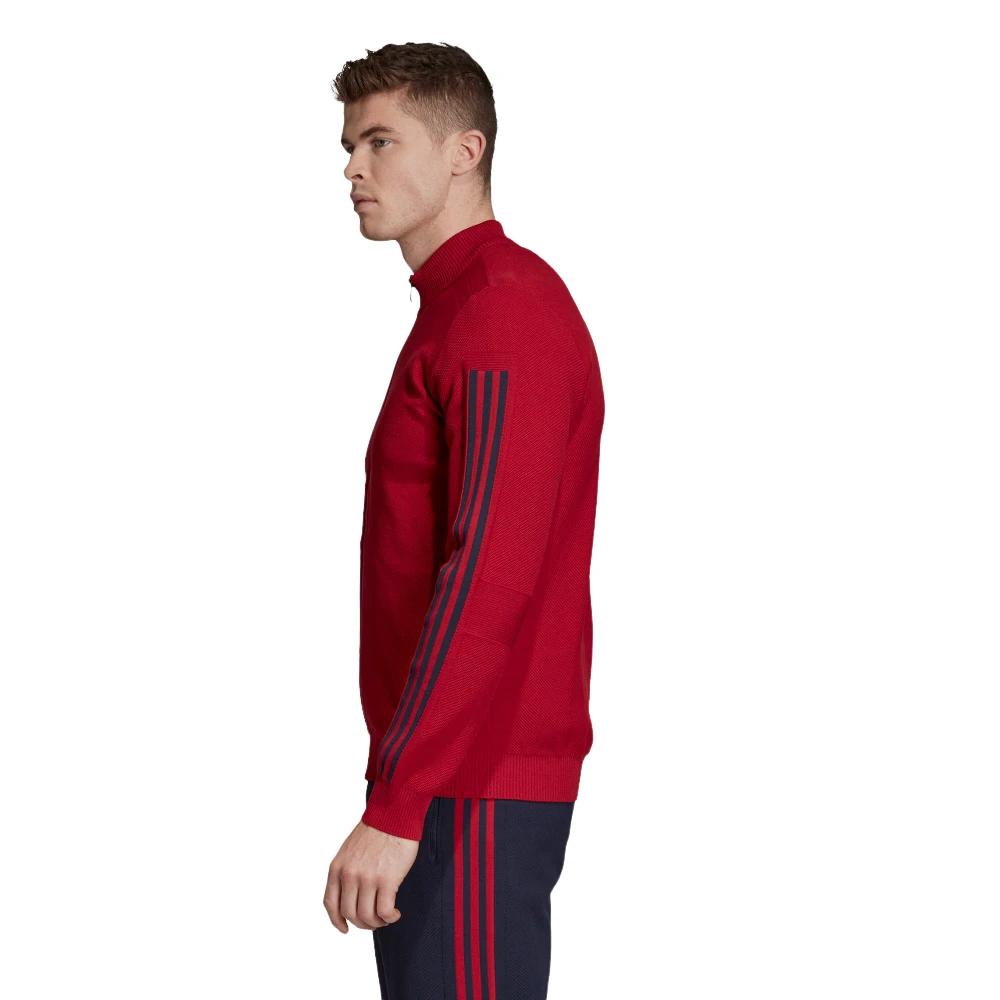 2 Adidas Mens Red/Blue Id Knit Track Comfy Casual Top Jumper RED/BLUE, 2 of 9