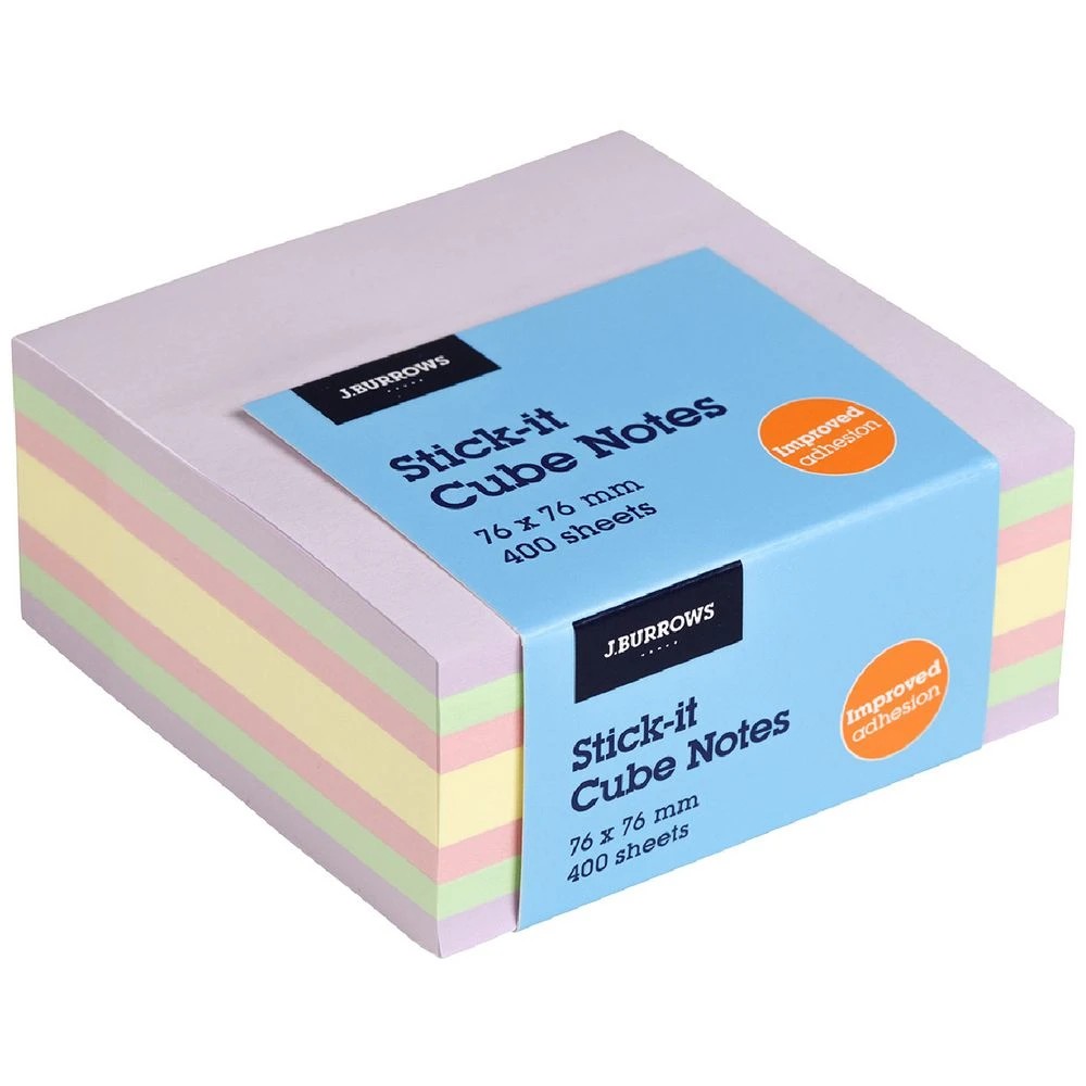 1 J.Burrows Stick-It Notes Cube 76x76mm Pastel, 1 of 3