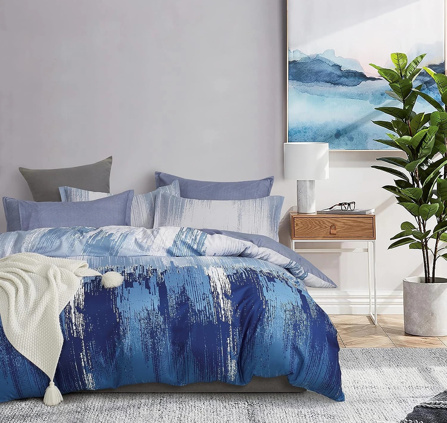 1 CleverPolly Printed Microfibre Reversible Quilt Cover Set - Chavez - Queen Bed, 1 of 7