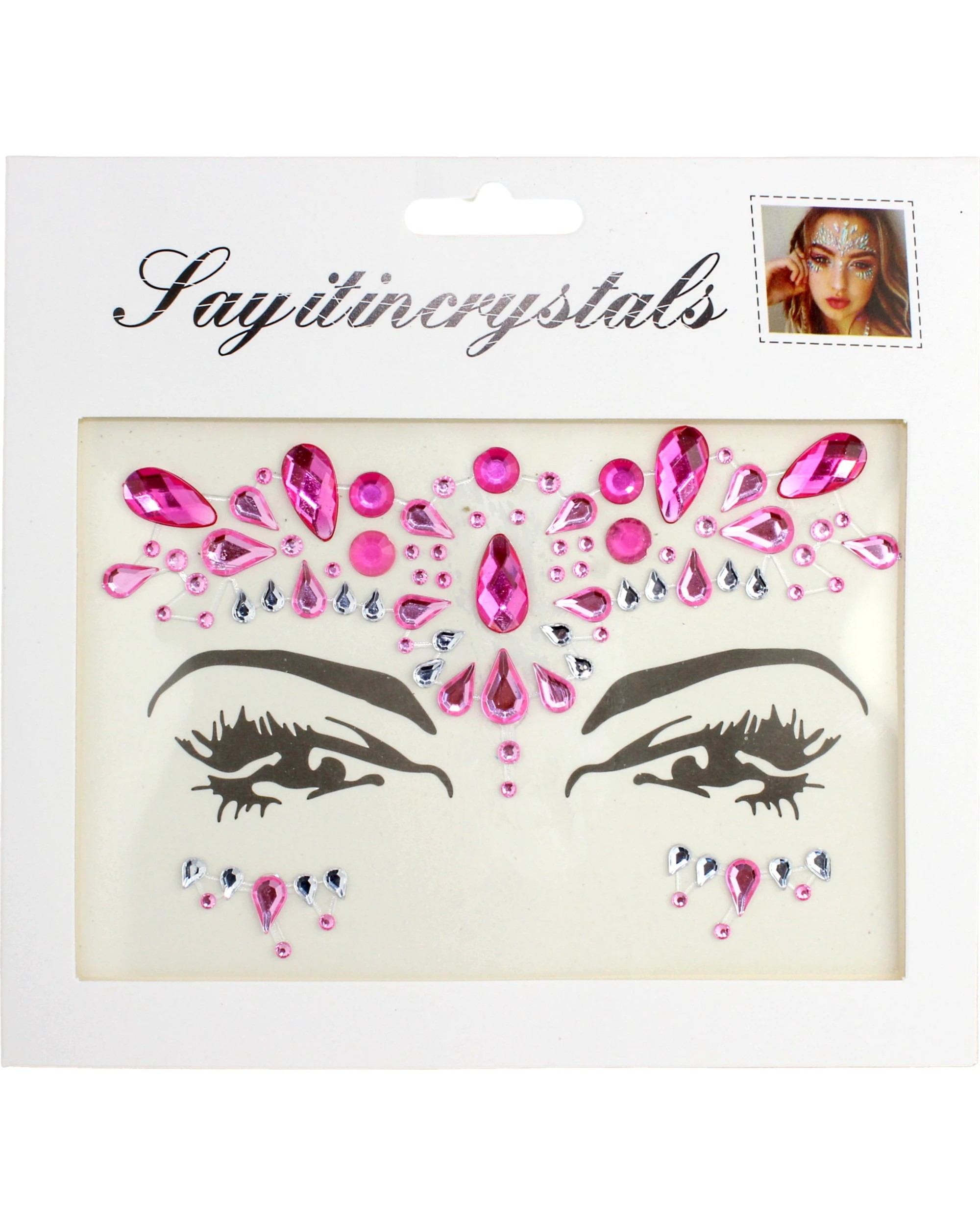 2 Partyrama Pink Crystal Face Jewels, 2 of 2