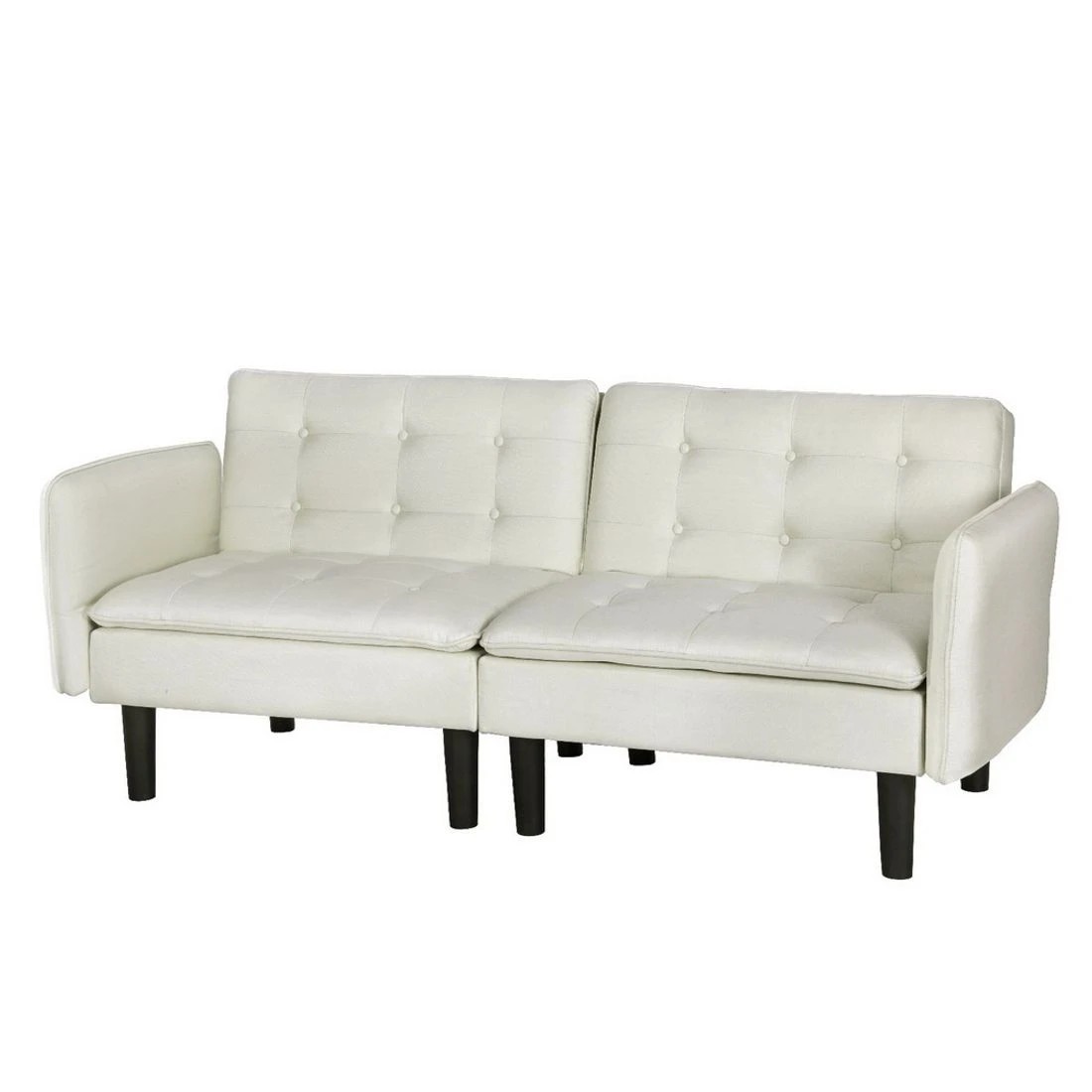 1 Artiss Sofa Bed 3 Seater Tufted Faux Line - White, 1 of 6