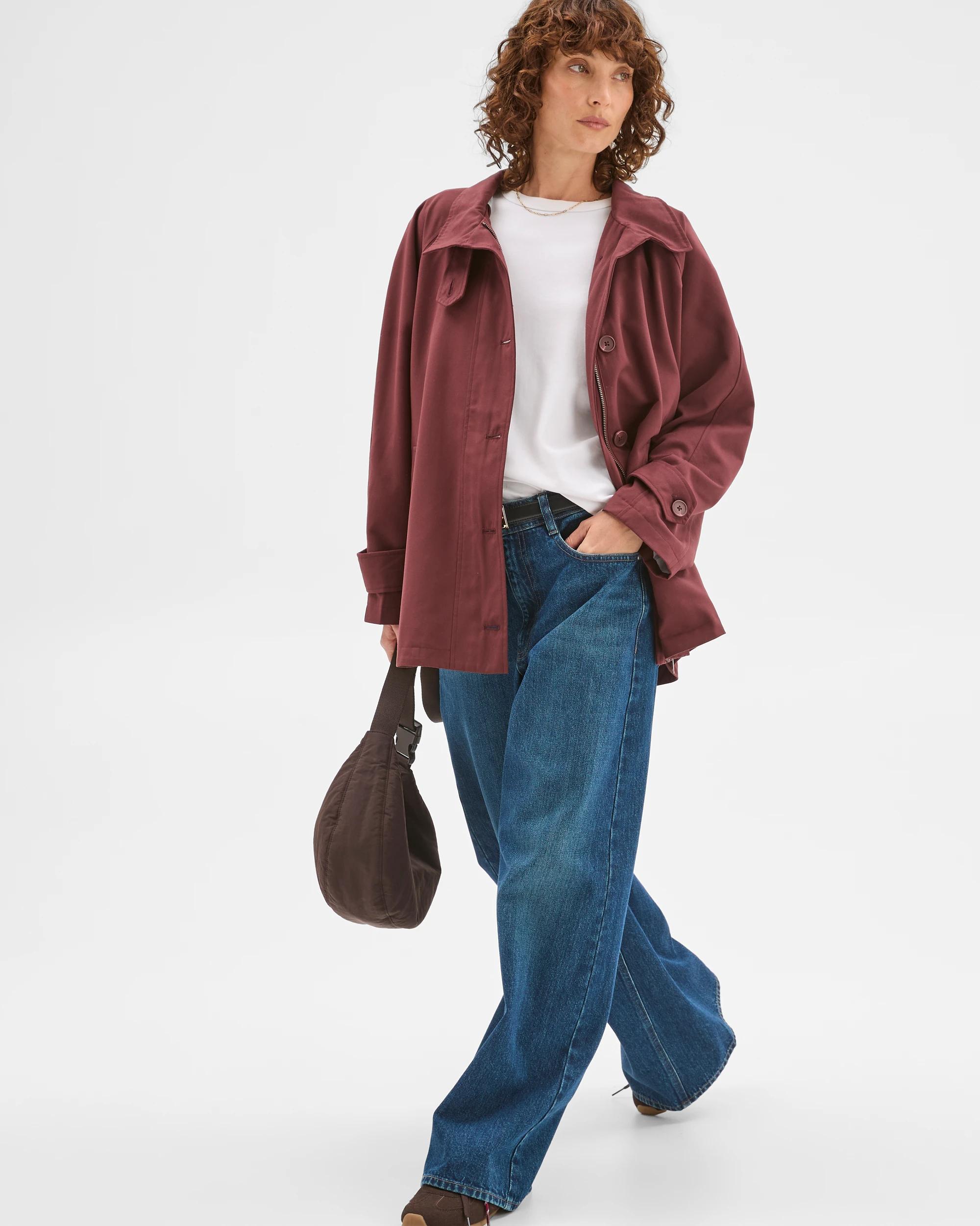 3 Target Woman Longline Funnel Neck Coat BURGUNDY, 3 of 8