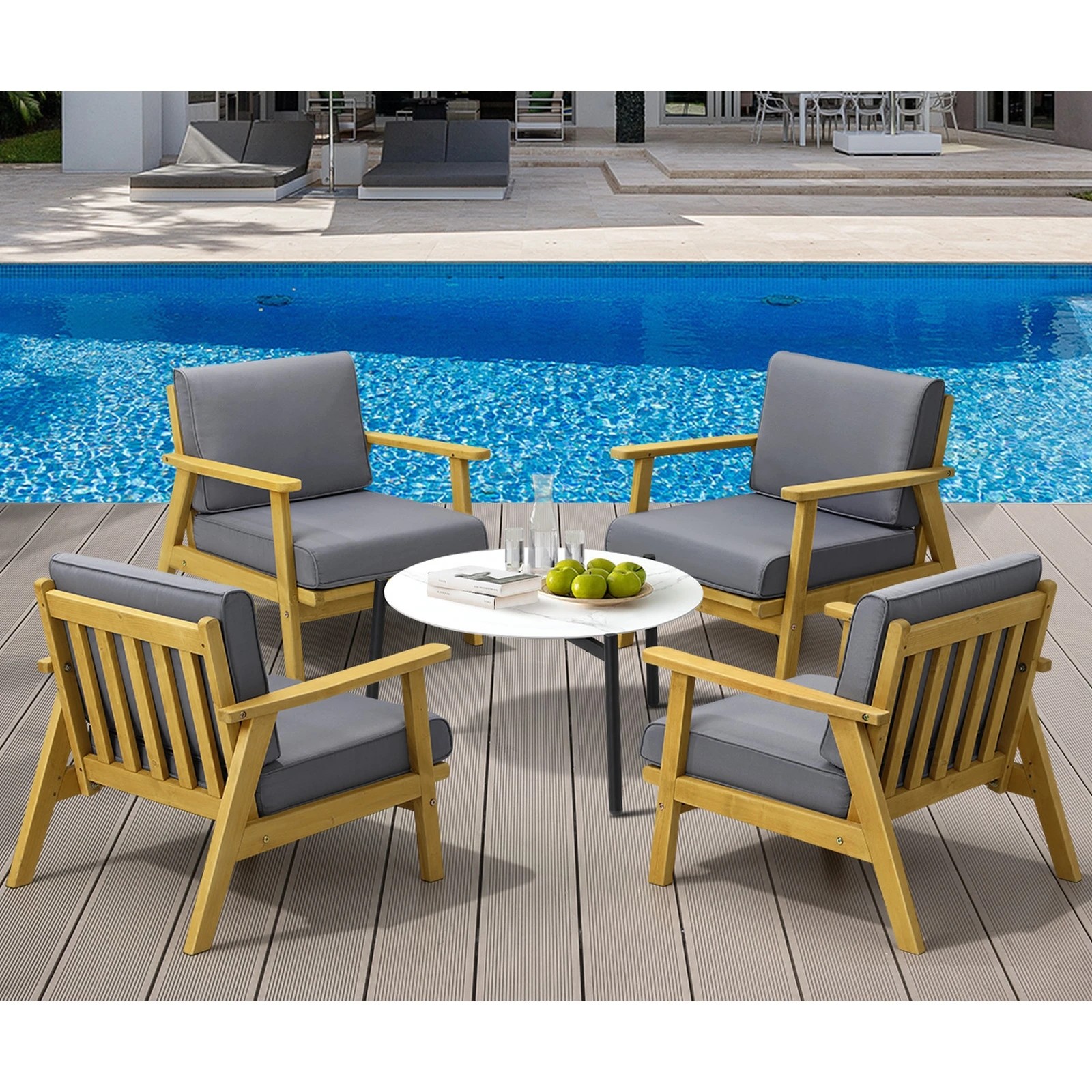 9 Livsip Outdoor Lounge Set 5pcs Patio Furniture Sets 70cm Coffee Side Table
 - Multi, 9 of 10