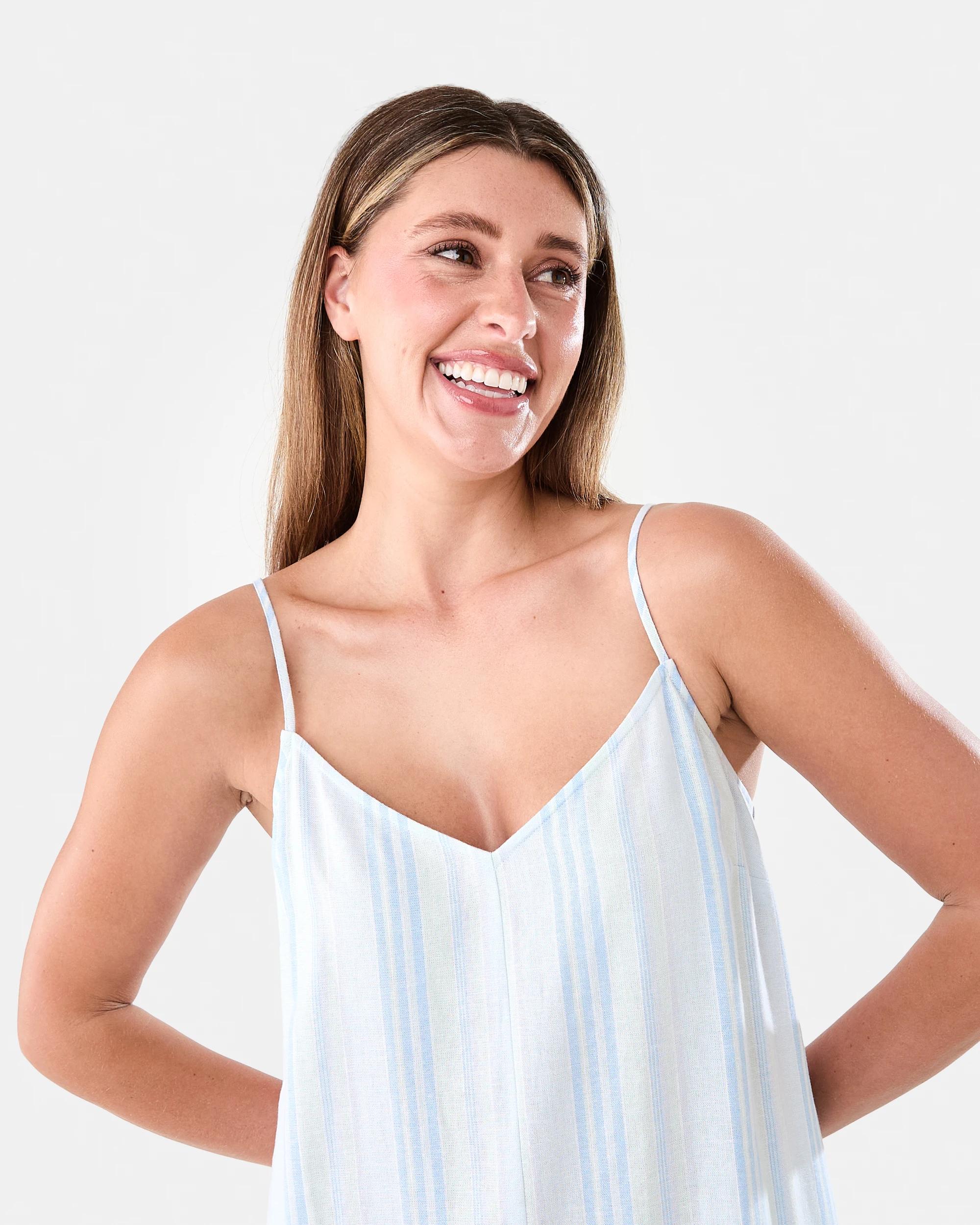 4 Sleeveless V-Neck Linen Blend Midi Dress Strp Spun, 4 of 7