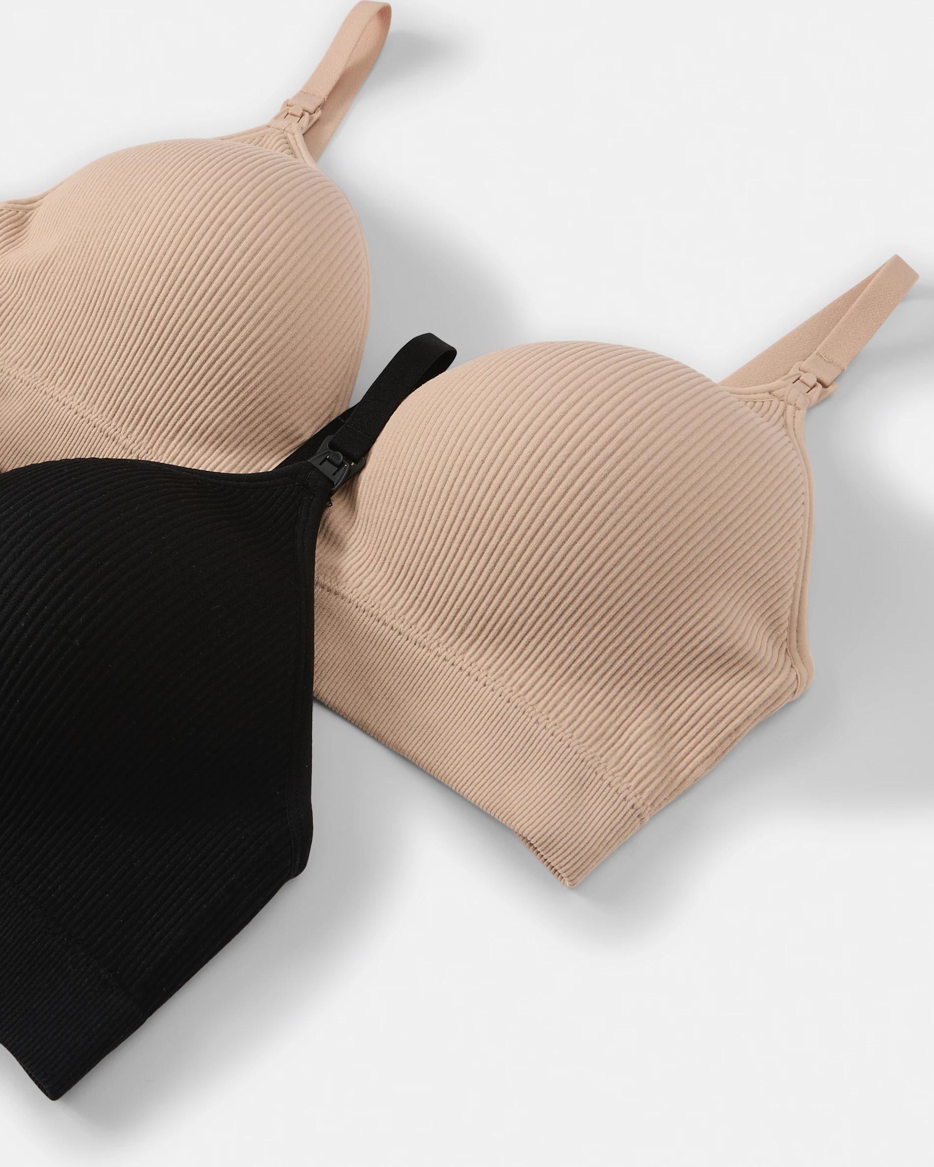 2 2 Pack Maternity Wirefree Seamfree Rib T-shirt Bra Lf Bk, 2 of 10