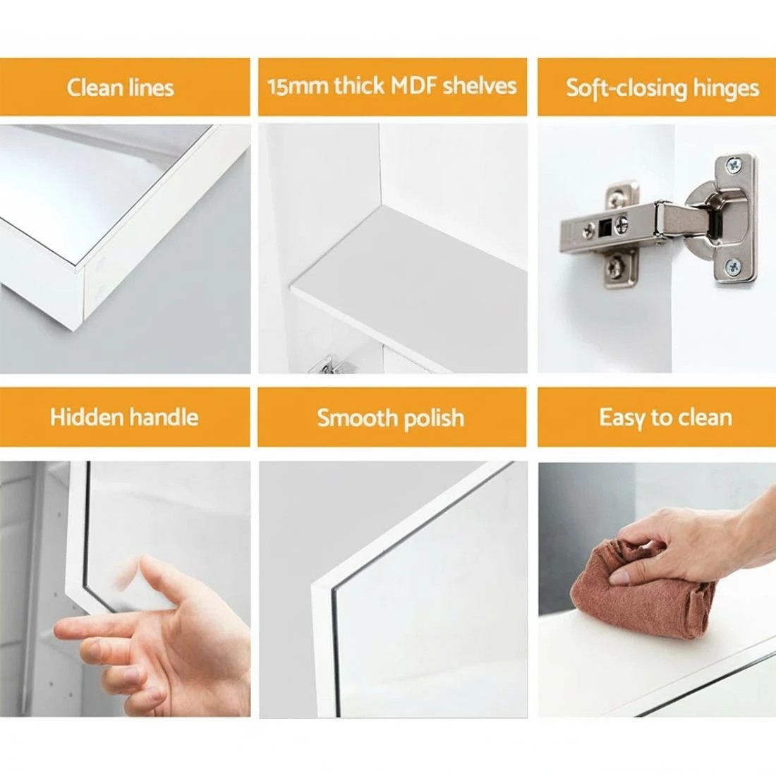 4 Cefito Bathroom Shaving Cabinet Mirror Vanity Medicine Wall Storage 900mmx720mm - White, 4 of 6