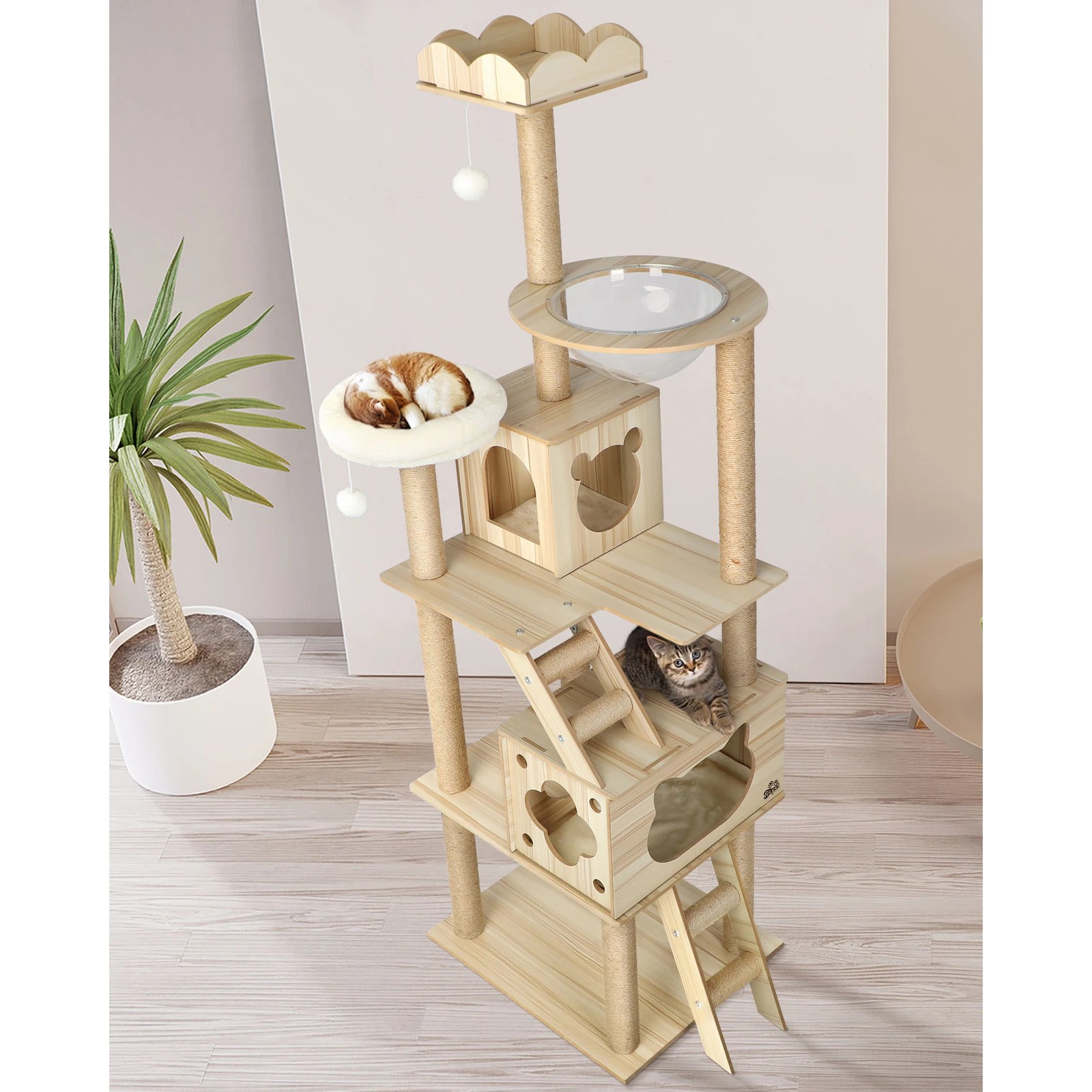 2 Alopet Cat Tree Scratching Post Scratcher Tower Wood Condo House Bed Large 190cm
 - Natural, 2 of 8