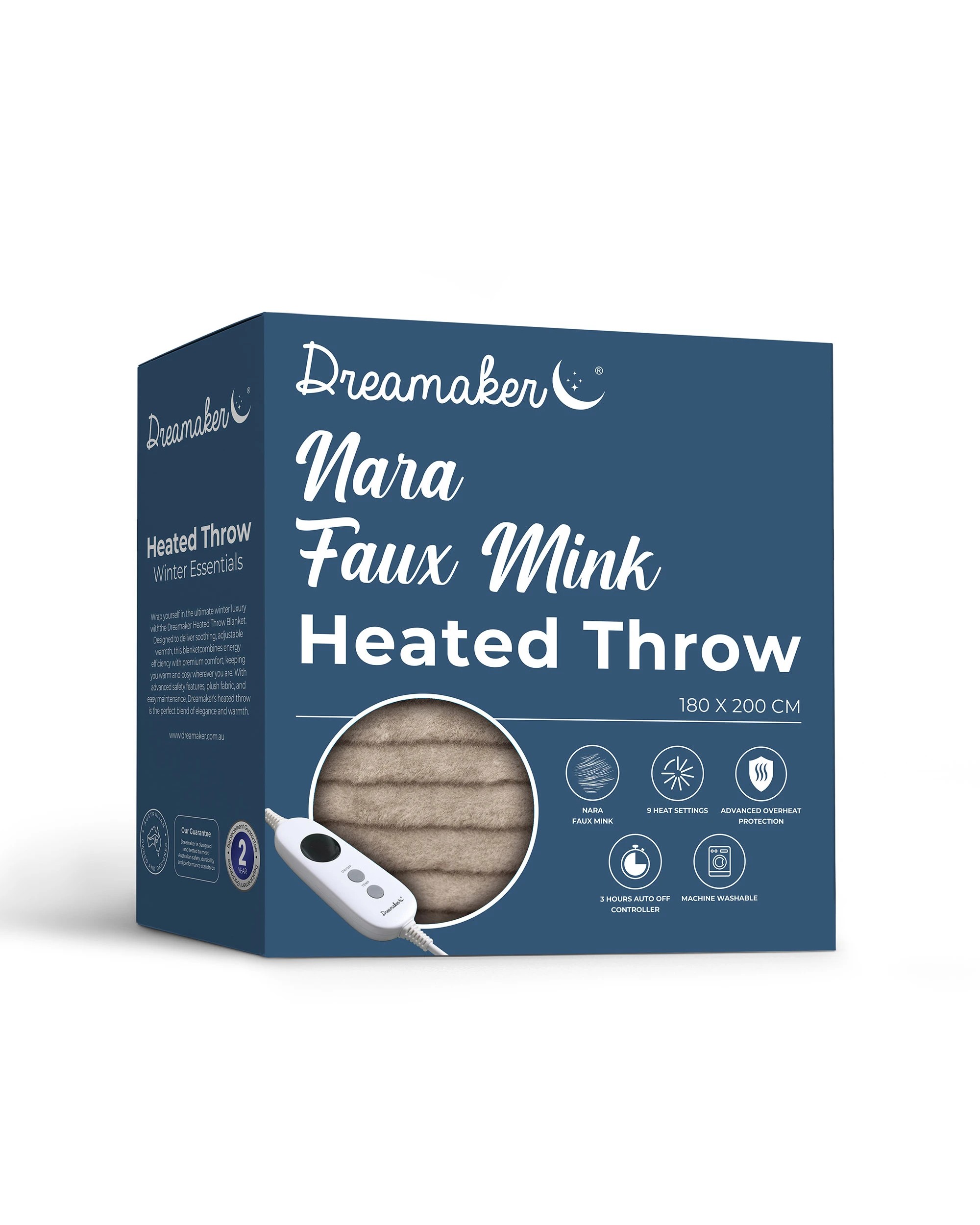 8 Dreamaker Nara Luxe Faux Mink Heated Throw 180x200cm - Brown, 8 of 8