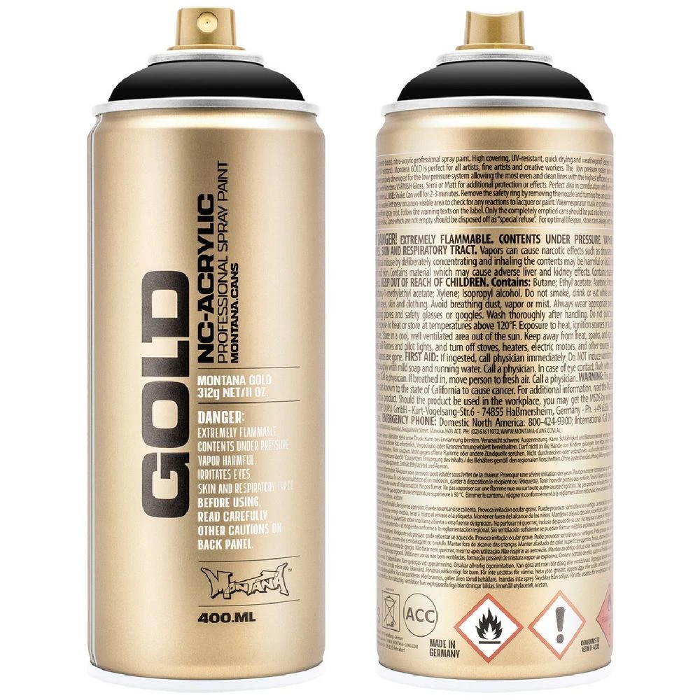 1 Montana GOLD Spray Paint 400mL Shock Black, 1 of 2