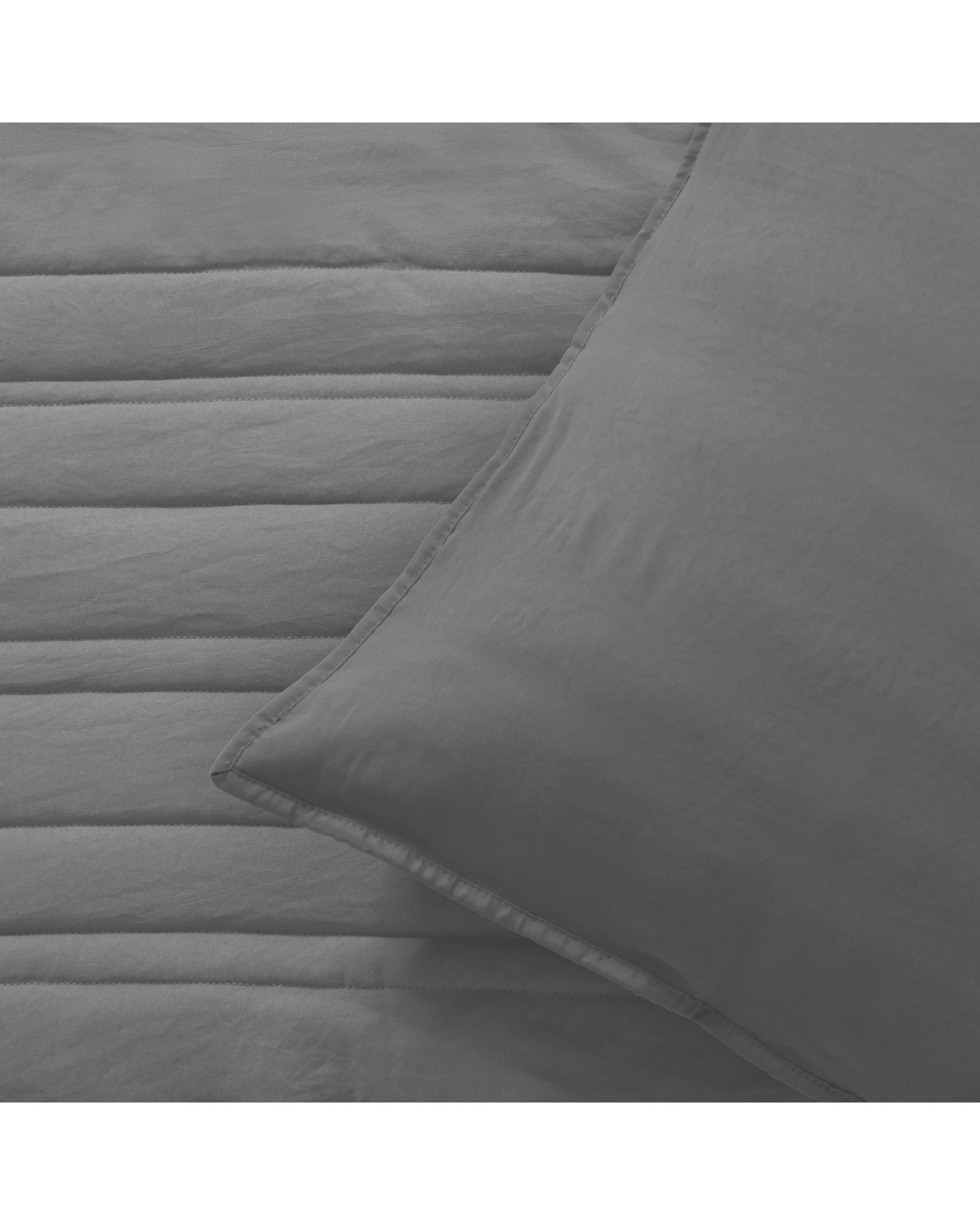 3 Dreamaker Superfine Washed Microfibre Stripe Quilted Coverlet Set - Queen/King - Charcoal, 3 of 7