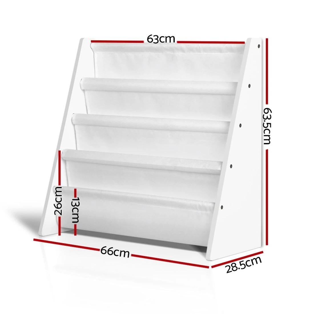 4 Keezi 4 Tiers Kids Bookshelf Magazine Shelf Children Bookcase Rack Organiser Toy Storage Reading Nook Playroom - White, 4 of 8