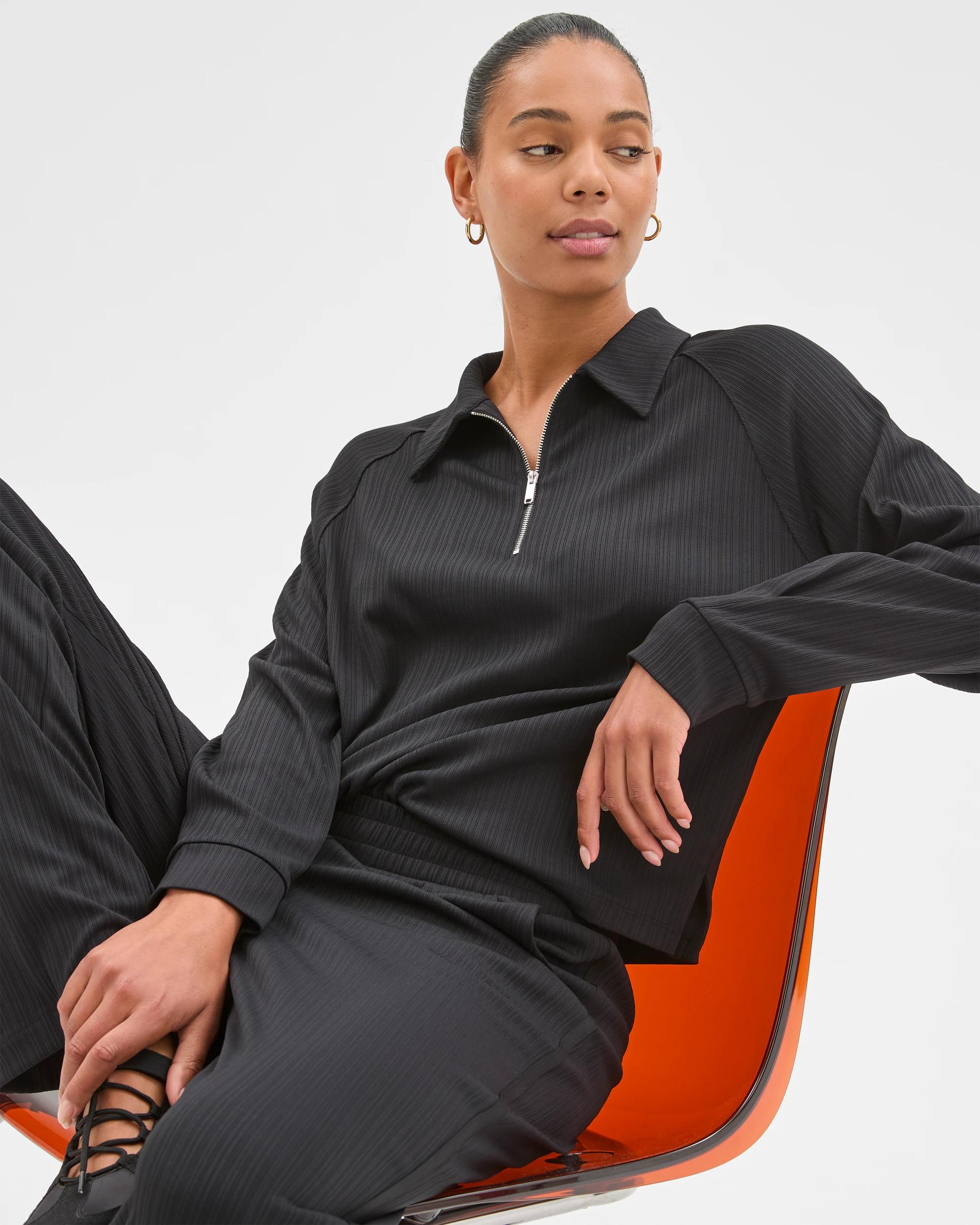 1 Target Active 1/4 Zip Plisse Jumper BLACK, 1 of 6