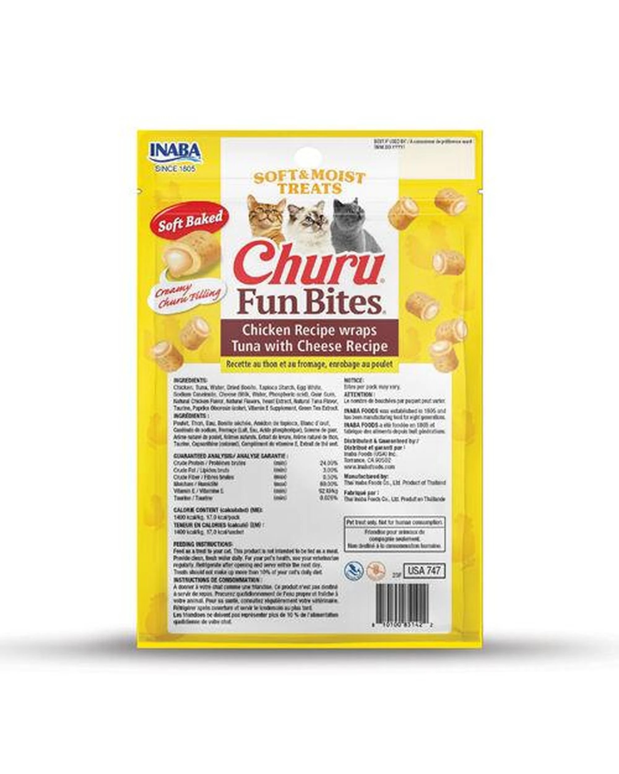 2 Inaba Churu Fun Bite Cat Treats Chicken Recipe Wraps Tuna with Cheese 6 x 36g, 2 of 5