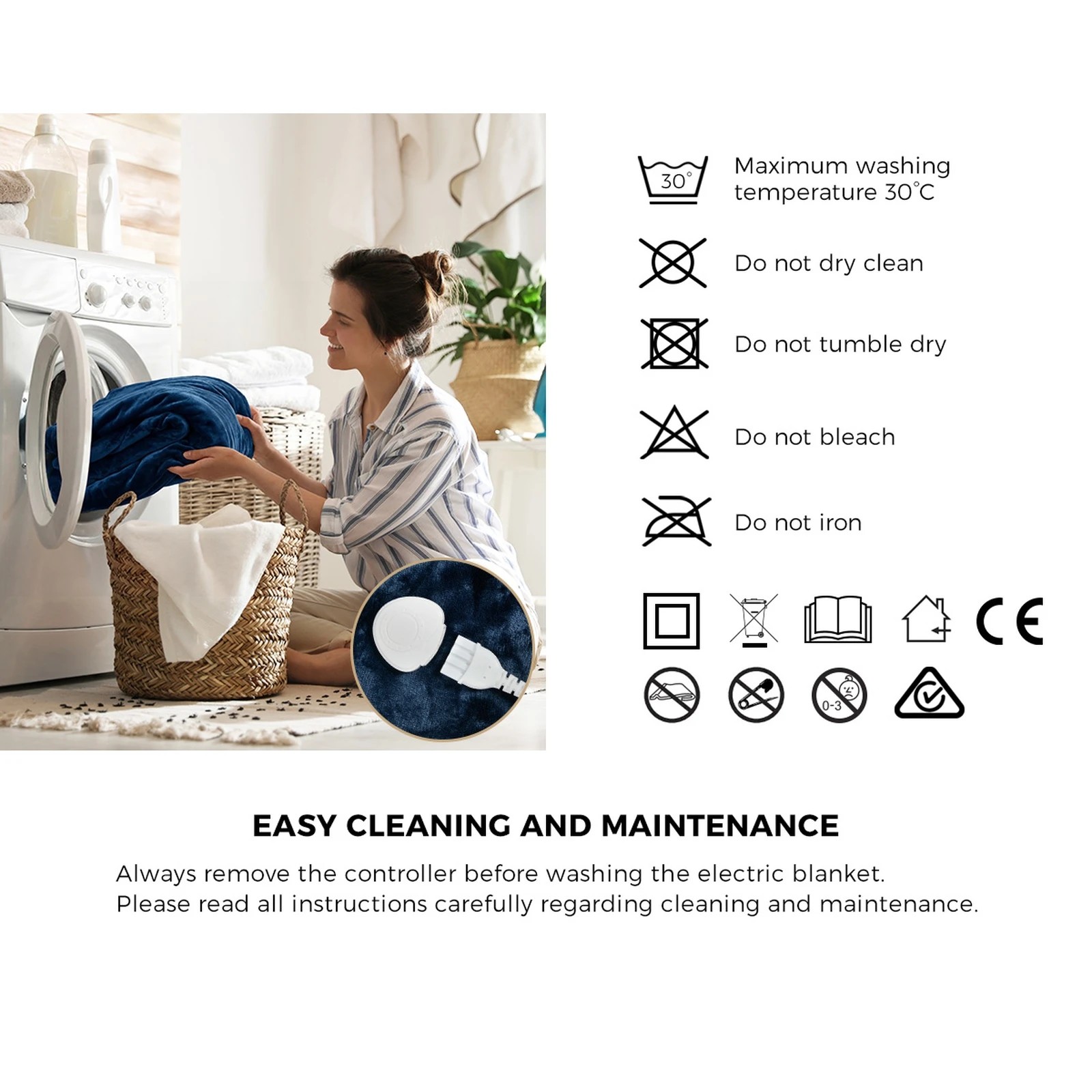 8 Bedra Bedding Electric Throw Rug Washable Heated Blanket Flannel Winter Warm Light - Single Bed - Grey, 8 of 10