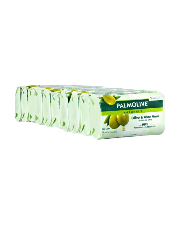 Palmolive 10 Pack Naturals Moisture Care Bar Soap 90g - Olive & Aloe Vera