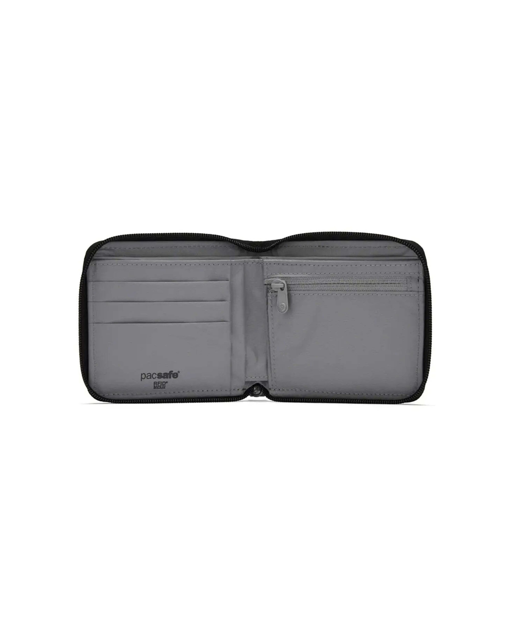 2 Pacsafe RFIDsafe Zip Around Wallet RFID Blocking Easy Card Access Hidden Pocket Jet - Black, 2 of 7