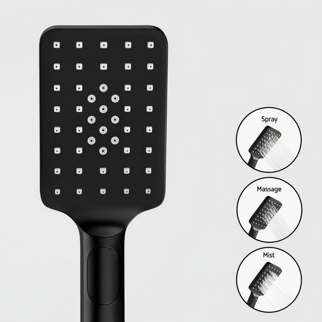 3 10'' Rain Shower Head Set Handheld Square High Pressure - Black, 3 of 4