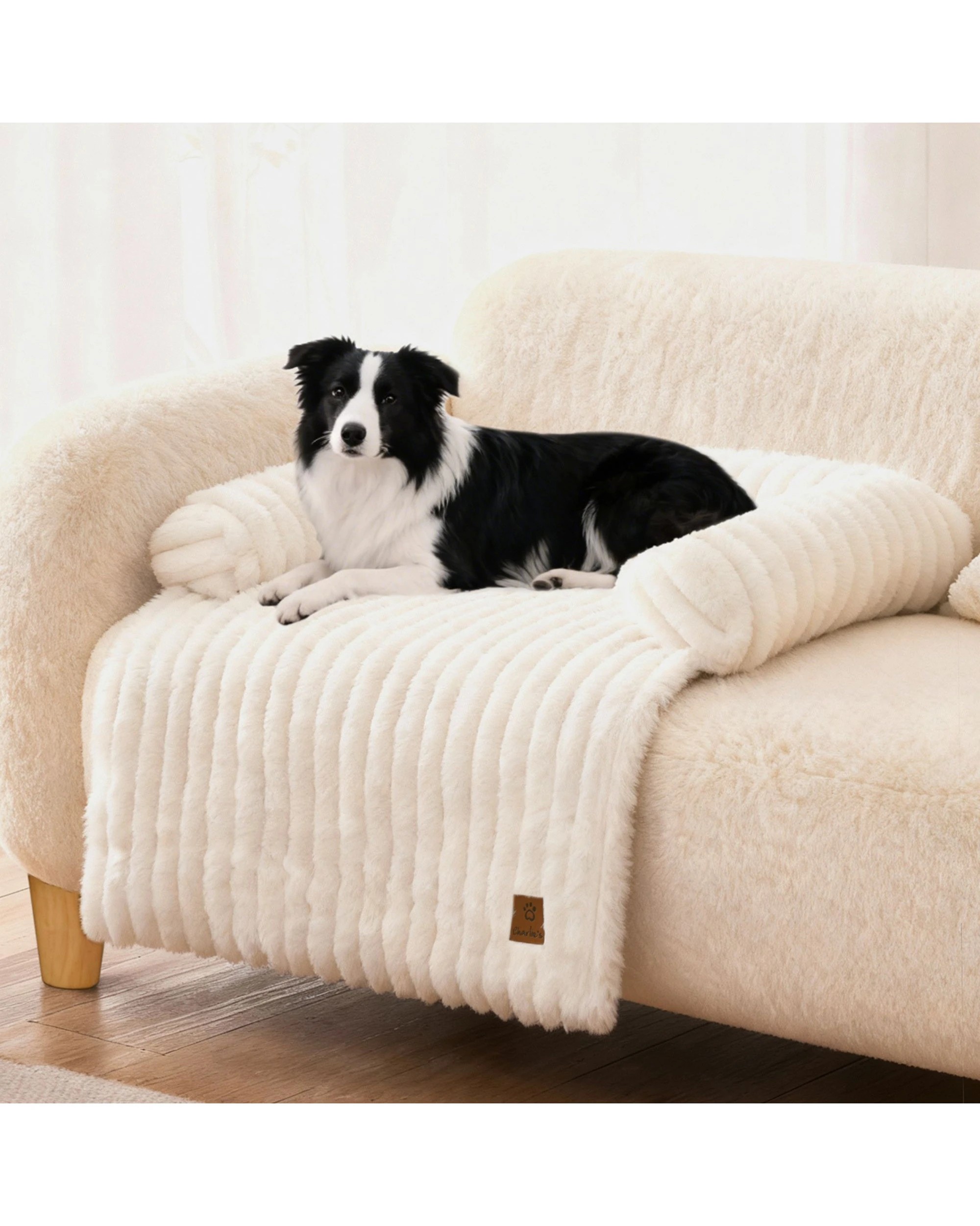 1 Charlie's Cloud Bolster Sofa Protector Dog Bed Small - Cream, 1 of 7