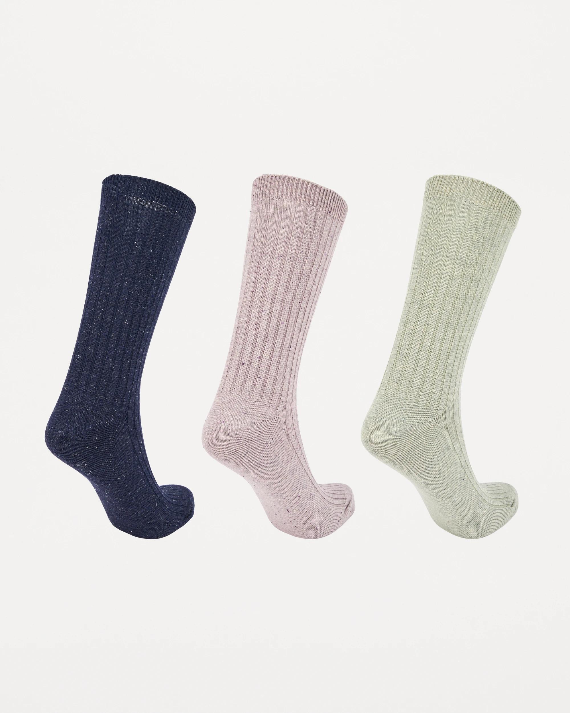 2 3 Pack Bamboo Rib Crew Socks Cool Lurex, 2 of 3