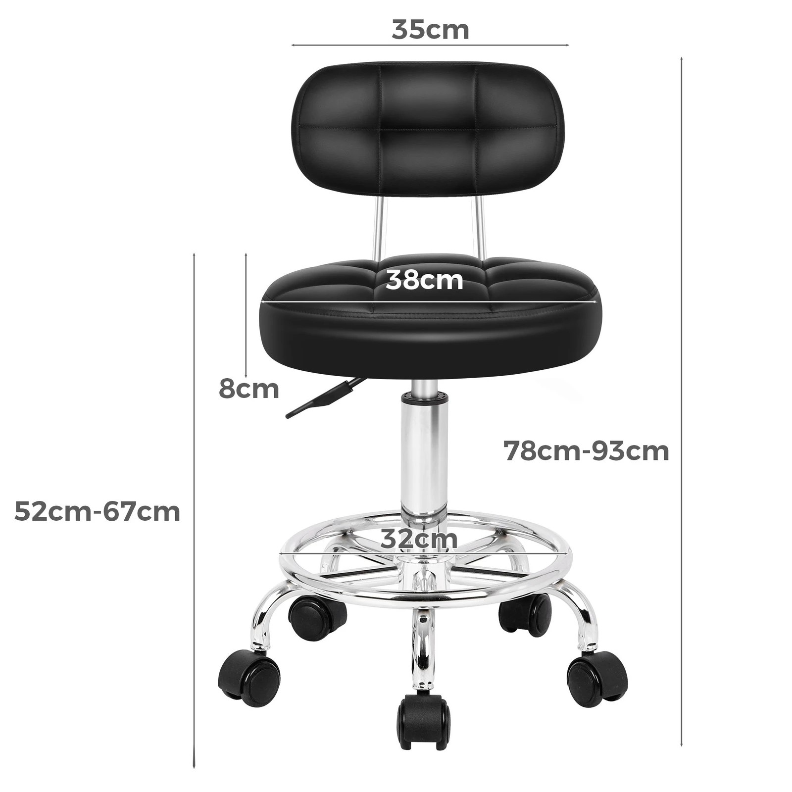 7 Alfordson Salon Stool Backrest Swivel Barber Hair Dress Chair Riley - Black, 7 of 8