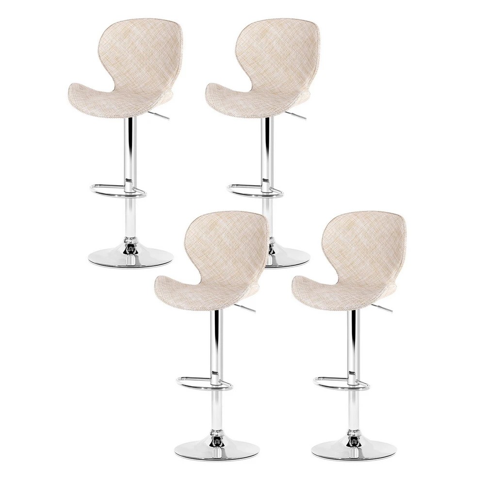 1 Artiss 4x Bar Stools Kitchen Swivel Gas Lift Counter Chair Wing PE Rattan - Beige, 1 of 6