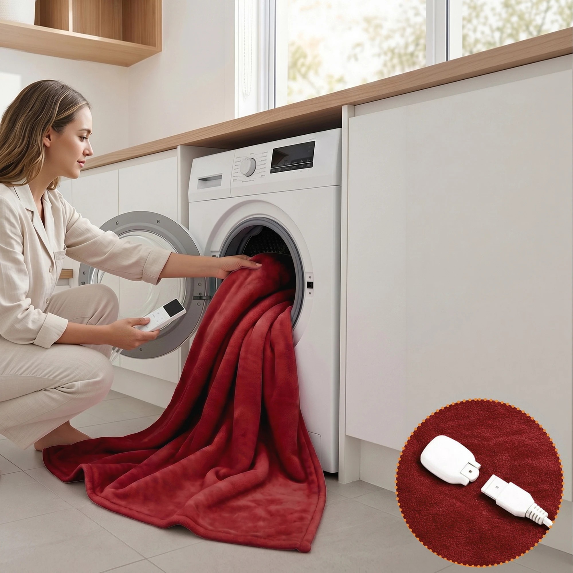 6 Giselle Bedding Giselle Electric Throw Rug Dual Side Fleece Flannel Heated Blanket - Burgundy, 6 of 10