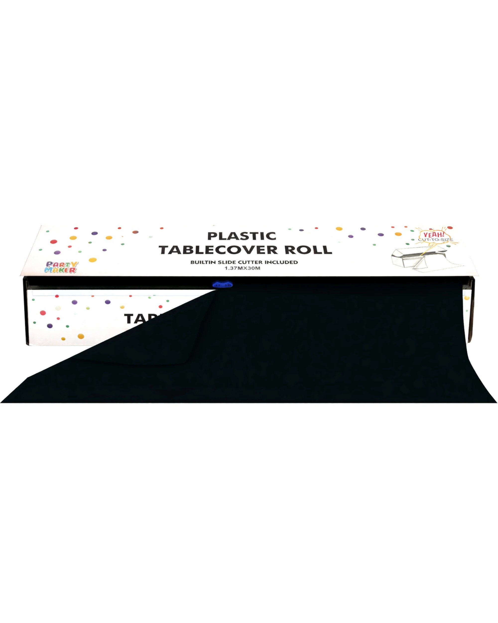 2 Party Maker Cut-To-Size Plastic Banquet Tablecloth Table Roll 1.37m x 30m - Black, 2 of 3