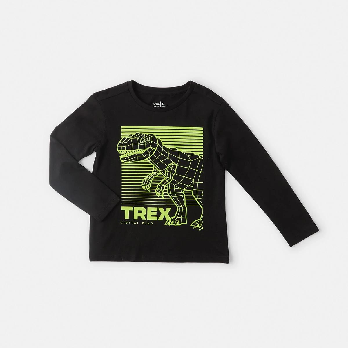 7 Long Sleeve Print T-shirt Black Dino, 7 of 8