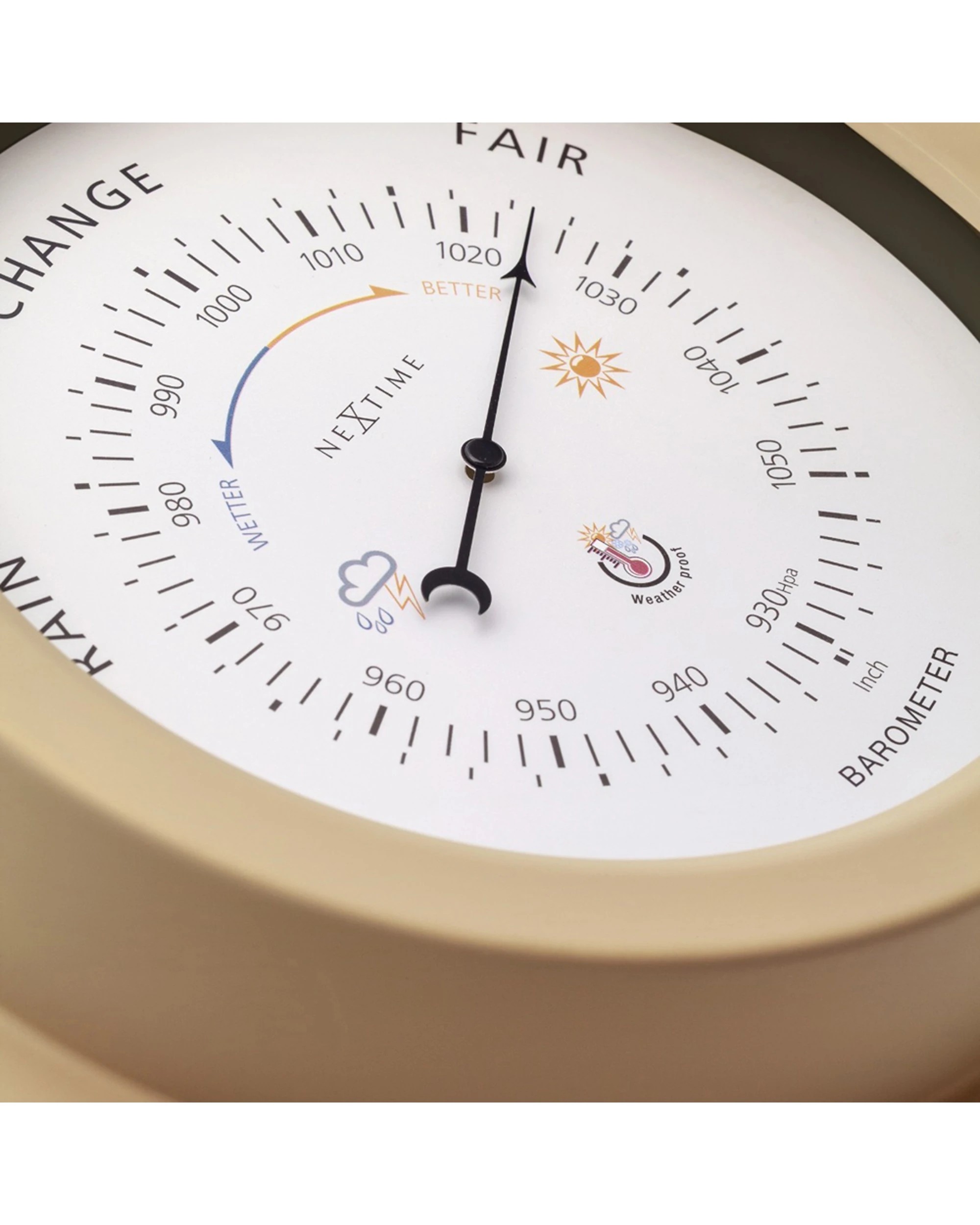 4 NexTime Outdoor Barometer Weatherproof Easy-to-Read Dial 22cm - Brown, 4 of 8