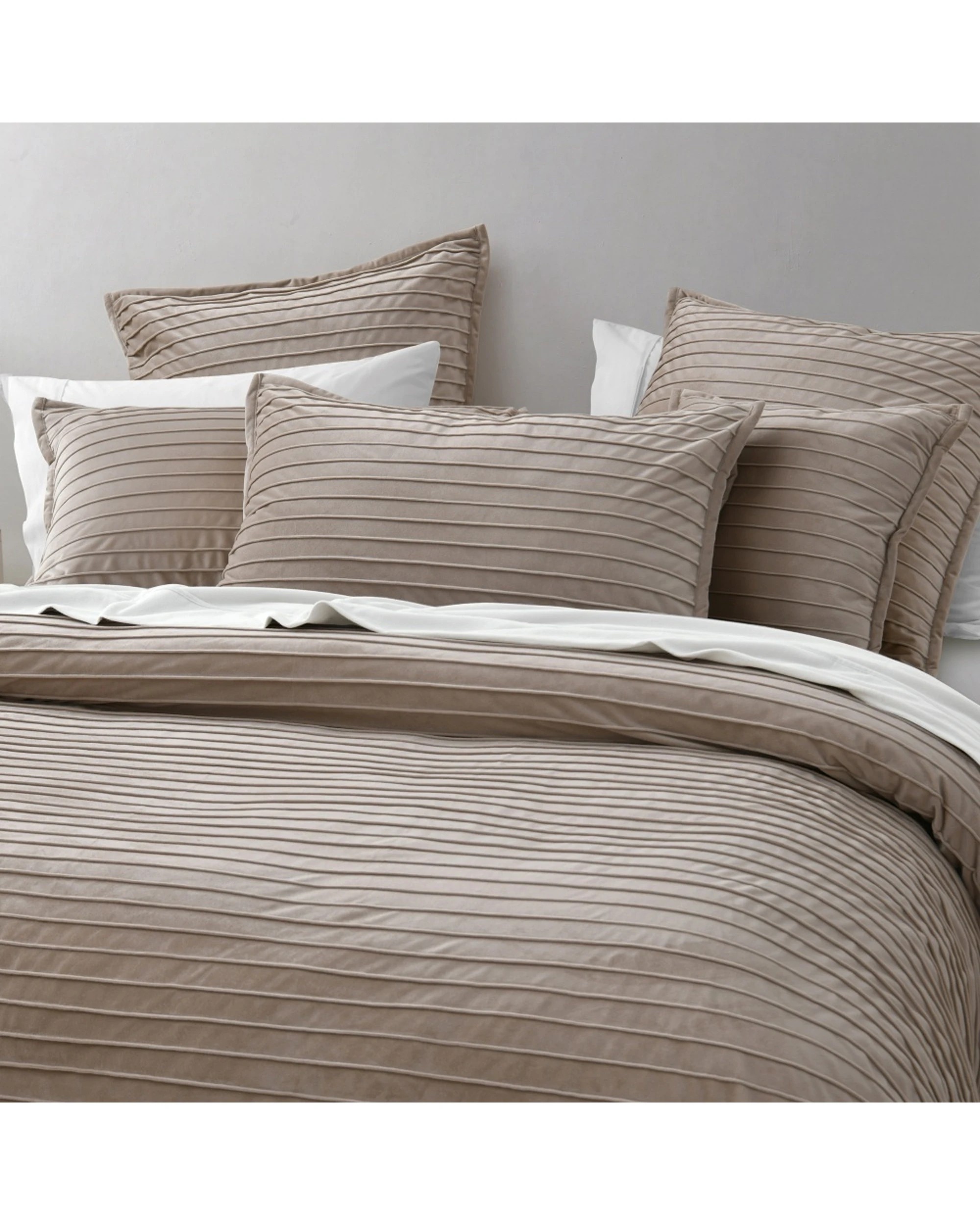 2 Bianca Saphira Velvet Ribbed Coverlet Set With Pillowcases - Super King Bed - Beige, 2 of 4