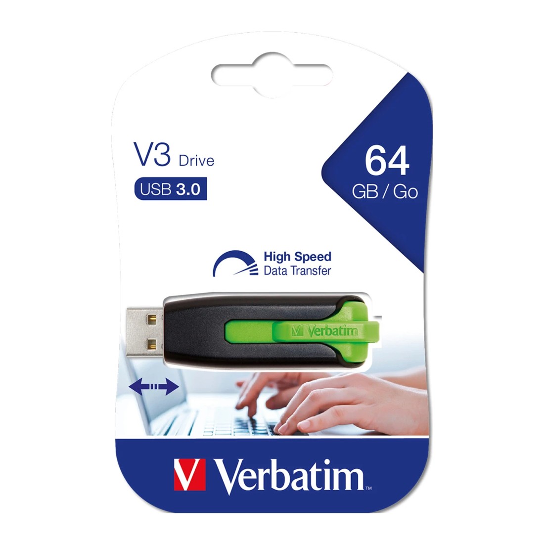 1 Verbatim V3 USB Drive - Green, 64GB, 1 of 3