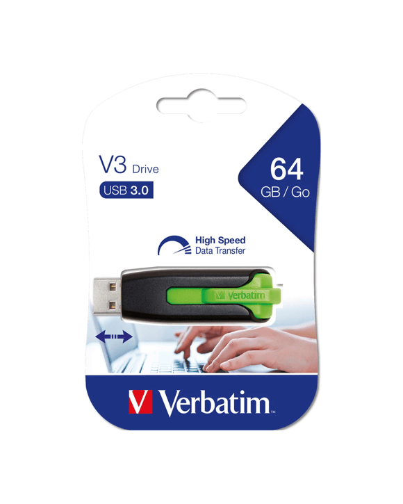Verbatim V3 USB Drive - Green, 64GB