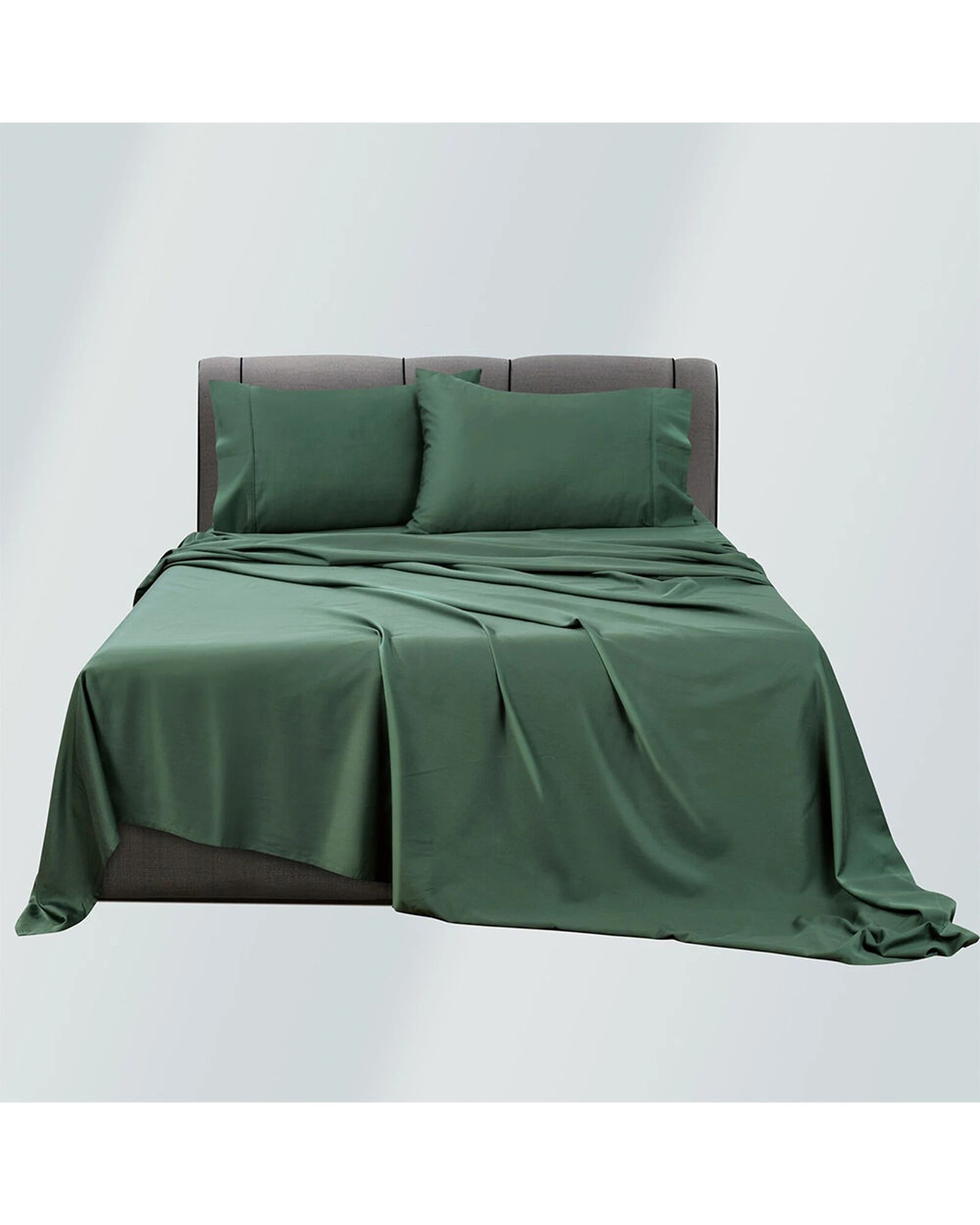 2 Bianca Rosebank 500TC Bamboo Cotton Sateen Blend Sheet Set With 2 Pillowcases - Super King Bed - Green, 2 of 7