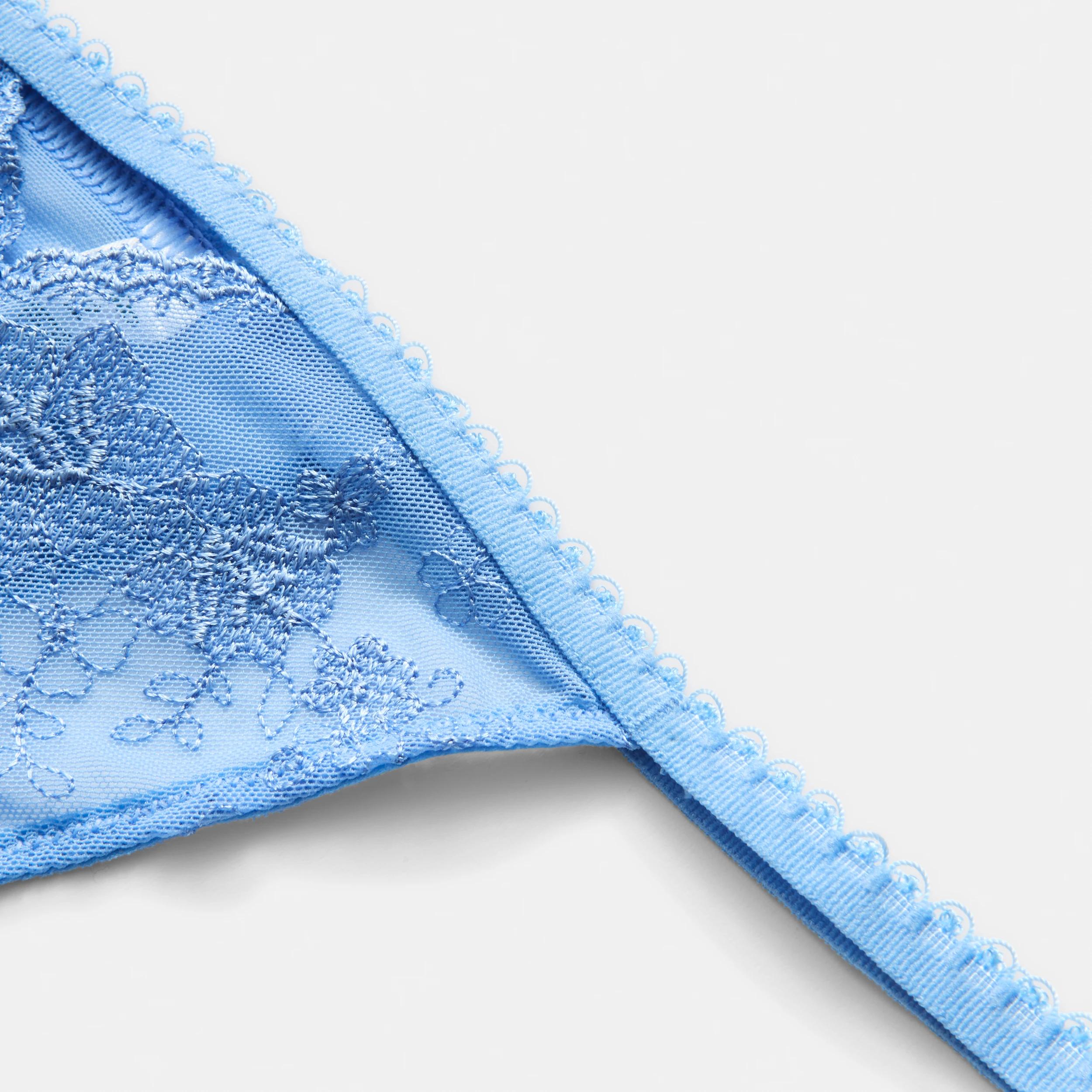 6 Co-ordinated Embroidered Mesh G-String Briefs Scenic Blu, 6 of 6